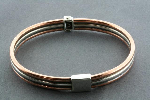 Copper and Silver Hinge Bracelet for Women - Adjustable Bangle for Everyday Wear, Gifts, and Special Occasions