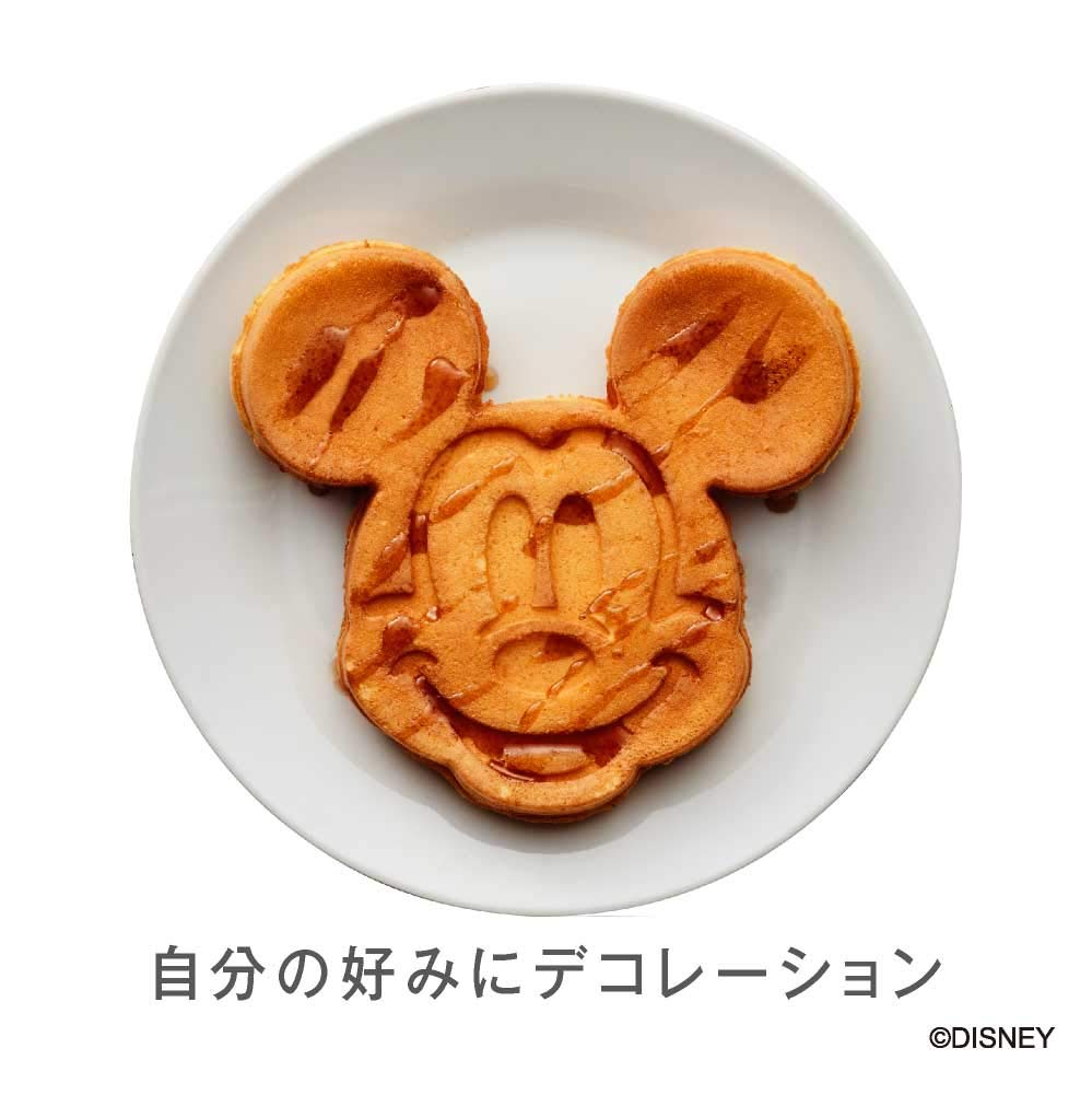 Original Japanese Doshisha Waffle Maker Disney Mickey Mouse Character Waffle Iron (WAFU-100SI) - Silver - Perfect for Breakfast, Kids Parties & Disney-Themed Events