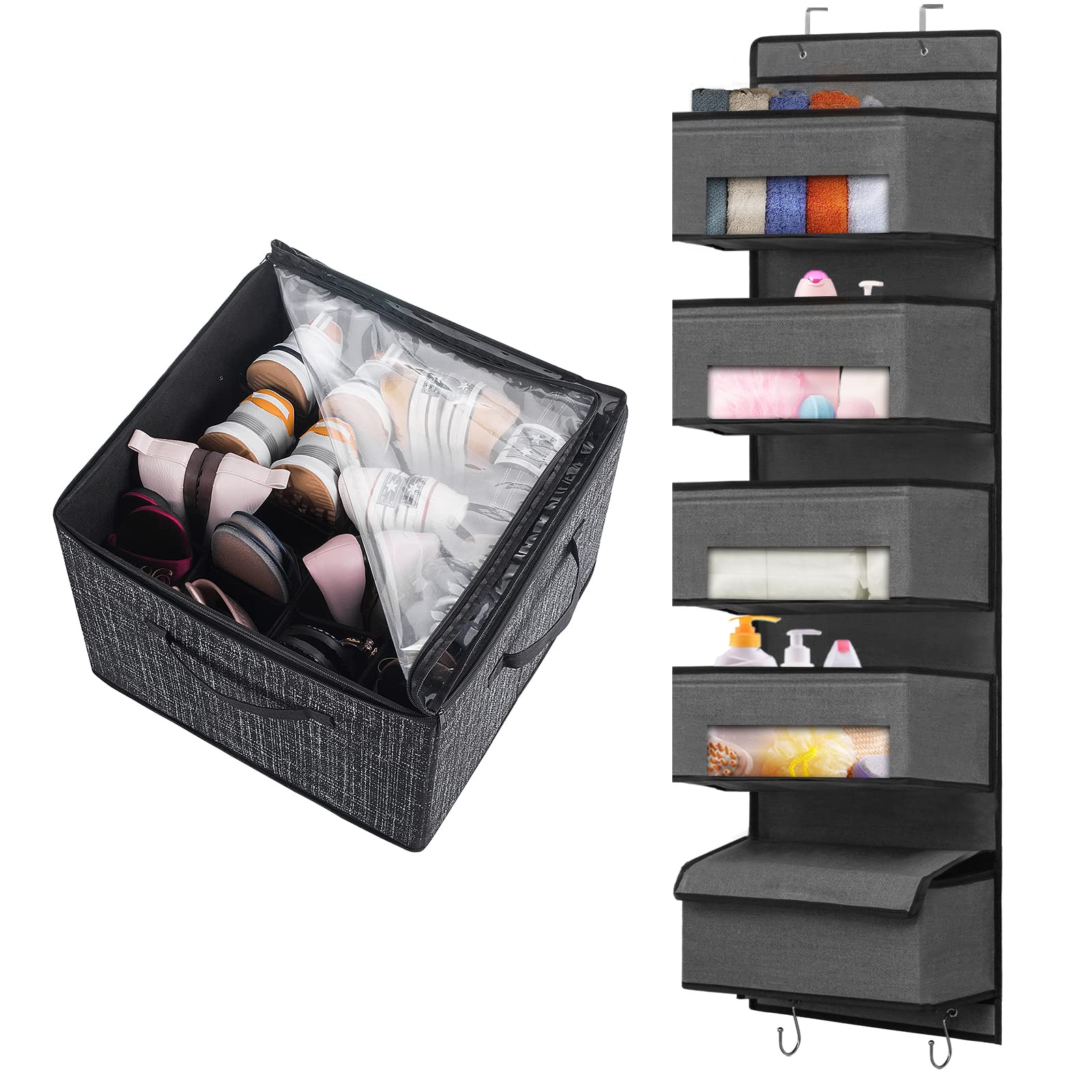 DAMAHOME Over The Door Shoe Organizer - 24 Pockets Hanging Closet Storage for Shoes, Accessories & More - Perfect for Bedroom, Closet & Entryway Organization