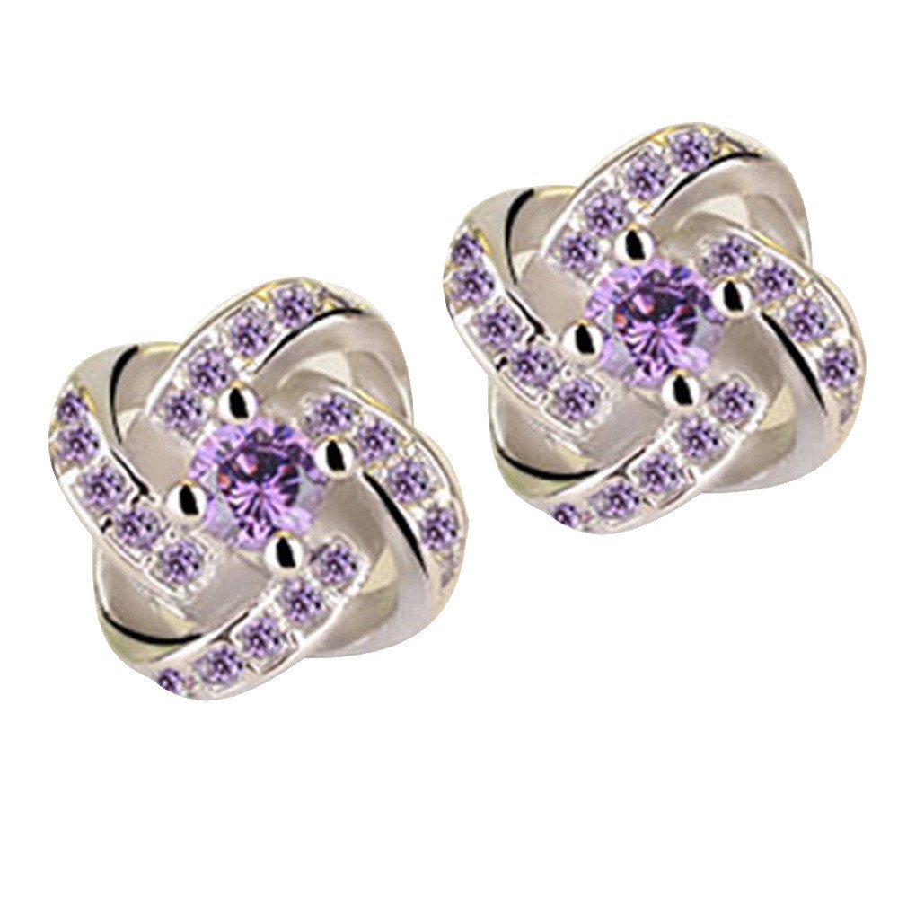 Elegant CZ Simulated Diamond Stud Earrings for Women - Purple Zircon Bridal Jewelry for Wedding, Bridesmaid & Special Occasions | Perfect Gift for Anniversary, Party & Formal Events