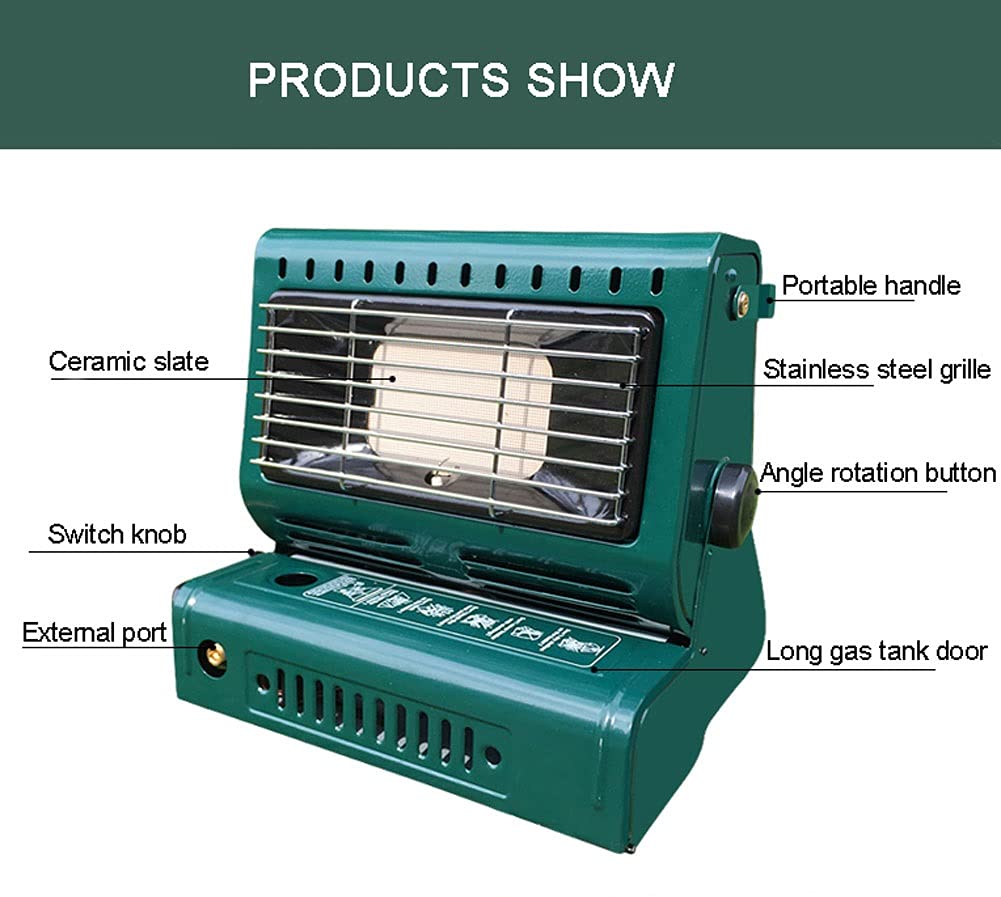 Portable 2-in-1 Butane Gas Heater & Stove - 1.3kW Compact Outdoor Heater for Camping, Tents, Caravans, Fishing - Stainless Steel Space Heater with Water Boiling Function | Perfect for Winter Adventures, Emergency Heating & Outdoor Cooking