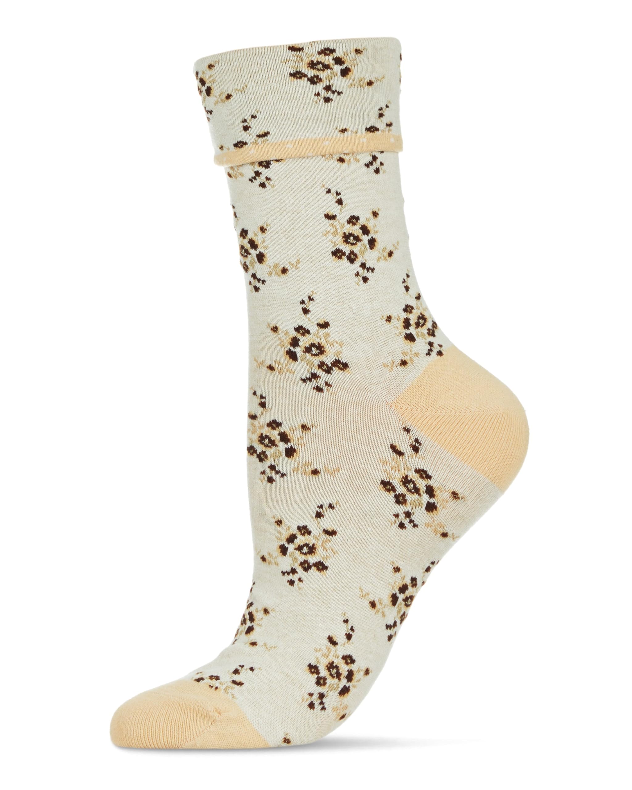 MeMoi Vintage Floral Women's Cotton Blend Ankle Socks - Soft Breathable Casual Socks for Everyday Wear, Workouts & Fashion Outfits
