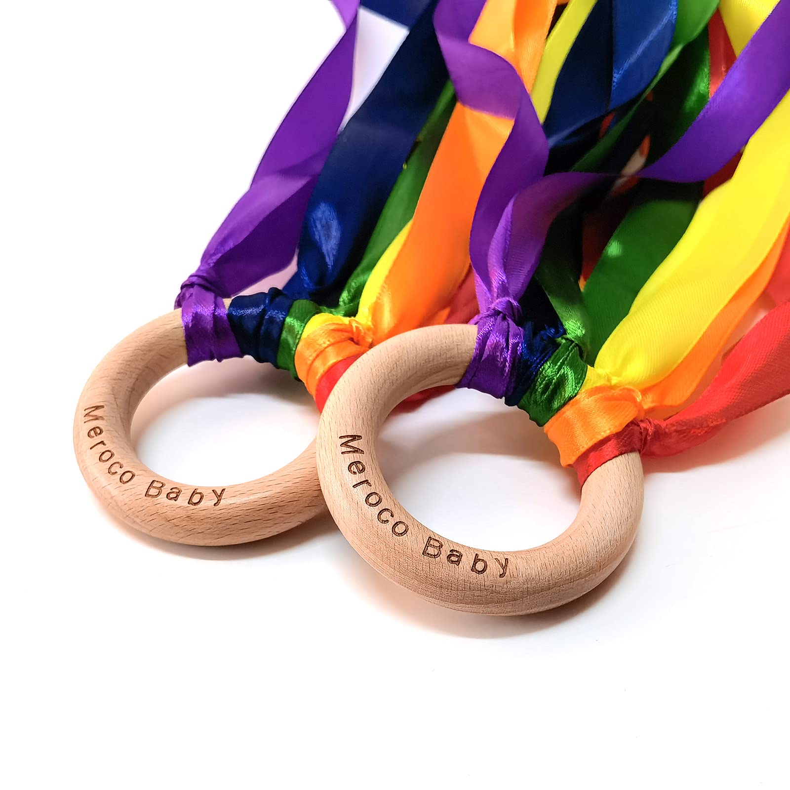 **MEROCO Waldorf Hand Kite Set - 2 Pcs Rainbow Ribbon Sensory Toys for Toddlers, Montessori Learning & Outdoor Play - Perfect for Sensory Development, Dance & Movement Activities**