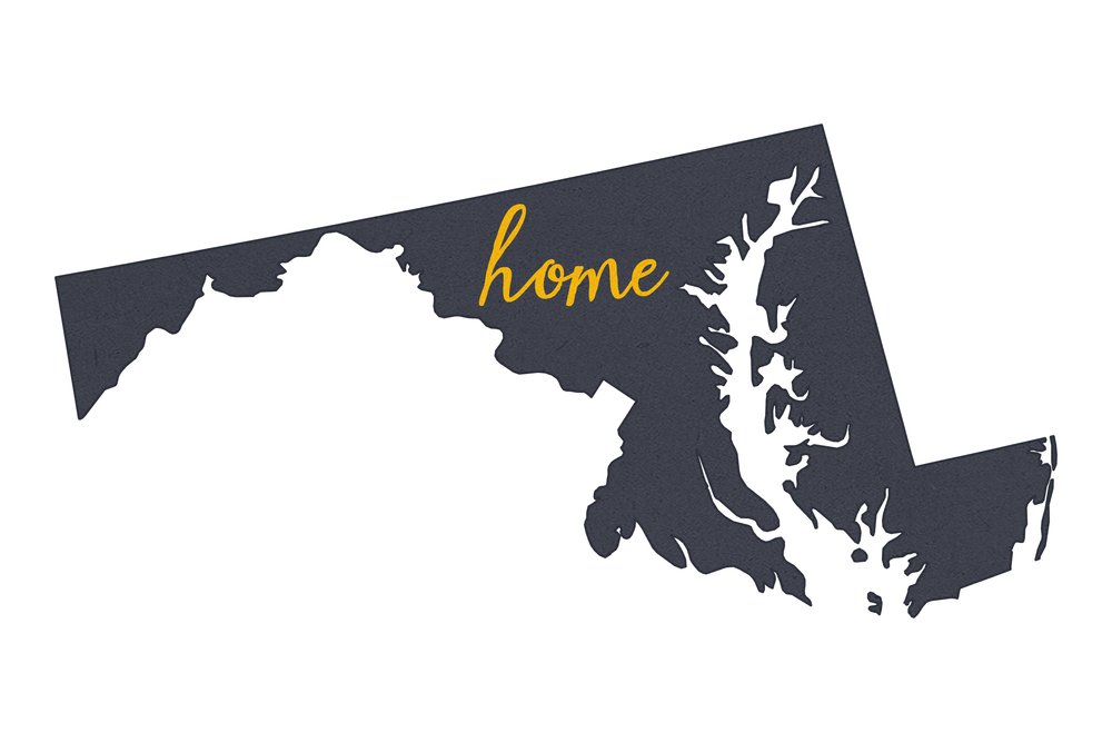 Maryland Home State Gray on White Wall Art Print - 9x12 Inches, Perfect for Home Decor & Office | Ideal for Living Room, Bedroom & Gifts