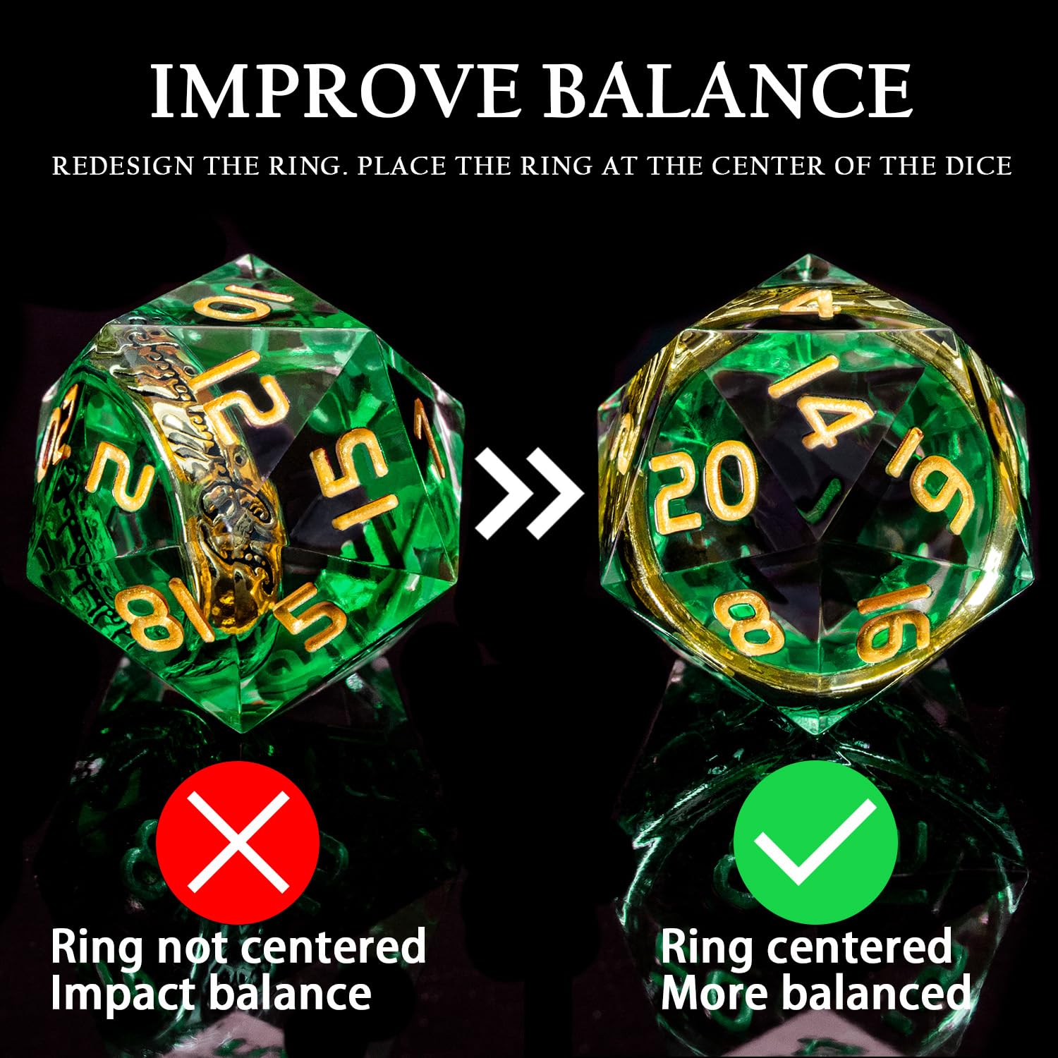 Premium Lord of The Rings Themed Polyhedral Dice Set - 7-Piece Sharp Edge Green RPG Dice (D4 D6 D8 D10 D12 D20) with Collector's Box - Perfect for Dungeons & Dragons, Magic: The Gathering, LOTR Tabletop Games & Fantasy Roleplaying Adventures