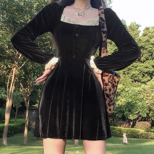 Elegant Mini Princess Gothic Lolita Dress for Women - Puff Sleeve Lace Party Short Dress for Cosplay, Tea Party & Halloween Costume