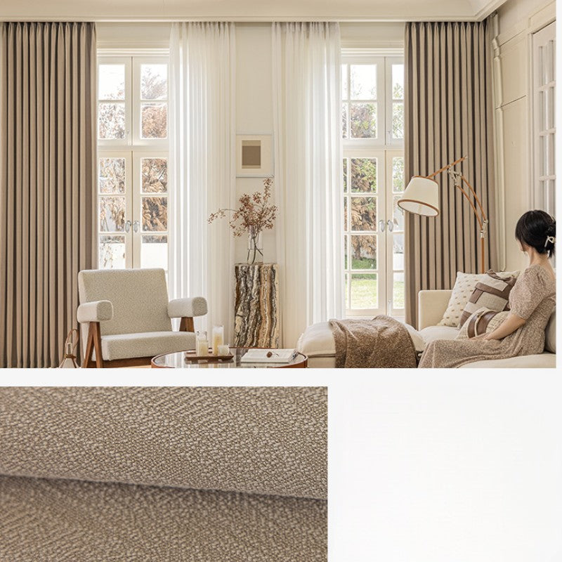 Isla Jacquard Textured 100% Blackout Custom Curtains for Bedroom & Living Room - Noise Reducing Thermal Insulated Window Drapes for Home Decor