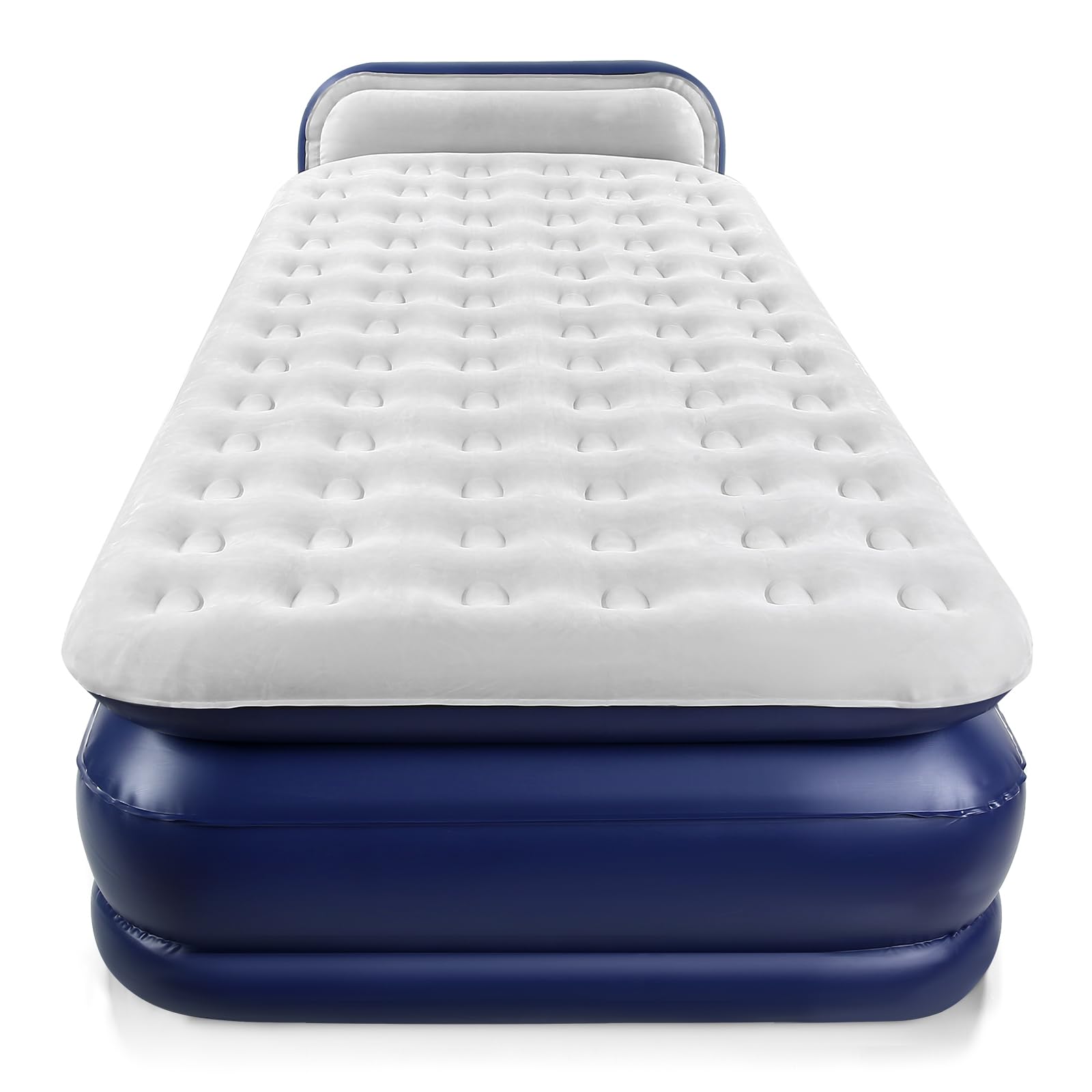 KMZ Twin XL Air Mattress with Built-in Electric Pump & Headboard - Comfort-Plush Enhanced Coil Technology for Home, Travel & Camping - Durable Inflatable Bed for Guests, Sleepovers & Outdoor Adventures