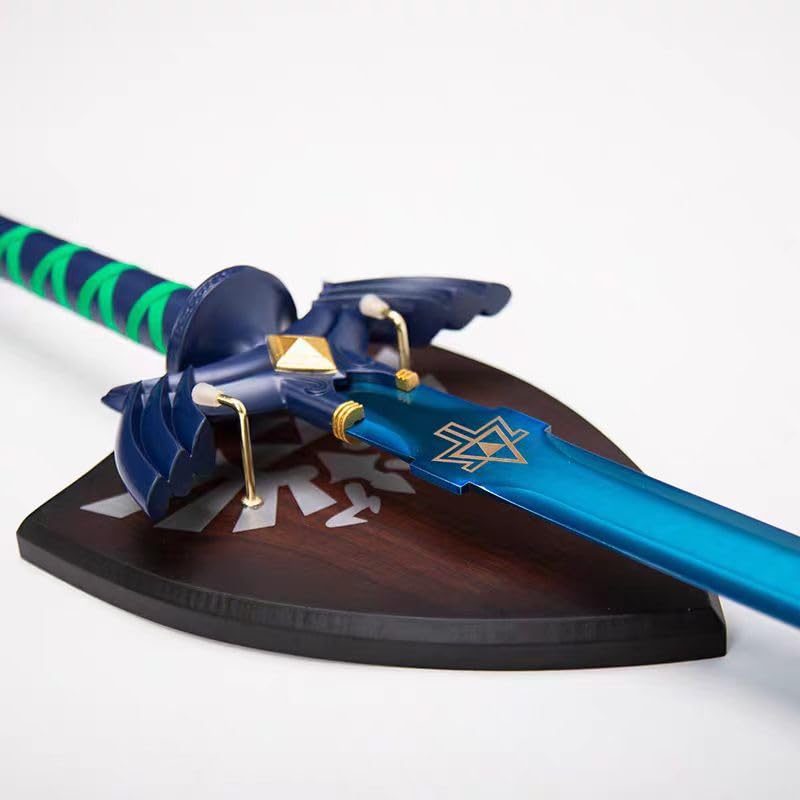 Authentic Replica Master Sword - Samurai Sword Collection for Decoration & Cosplay | Full Tang Blue Metal Sheath | Non-Sharp Anime Game Prop | Perfect for Skyward Sword & Japanese Themed Displays