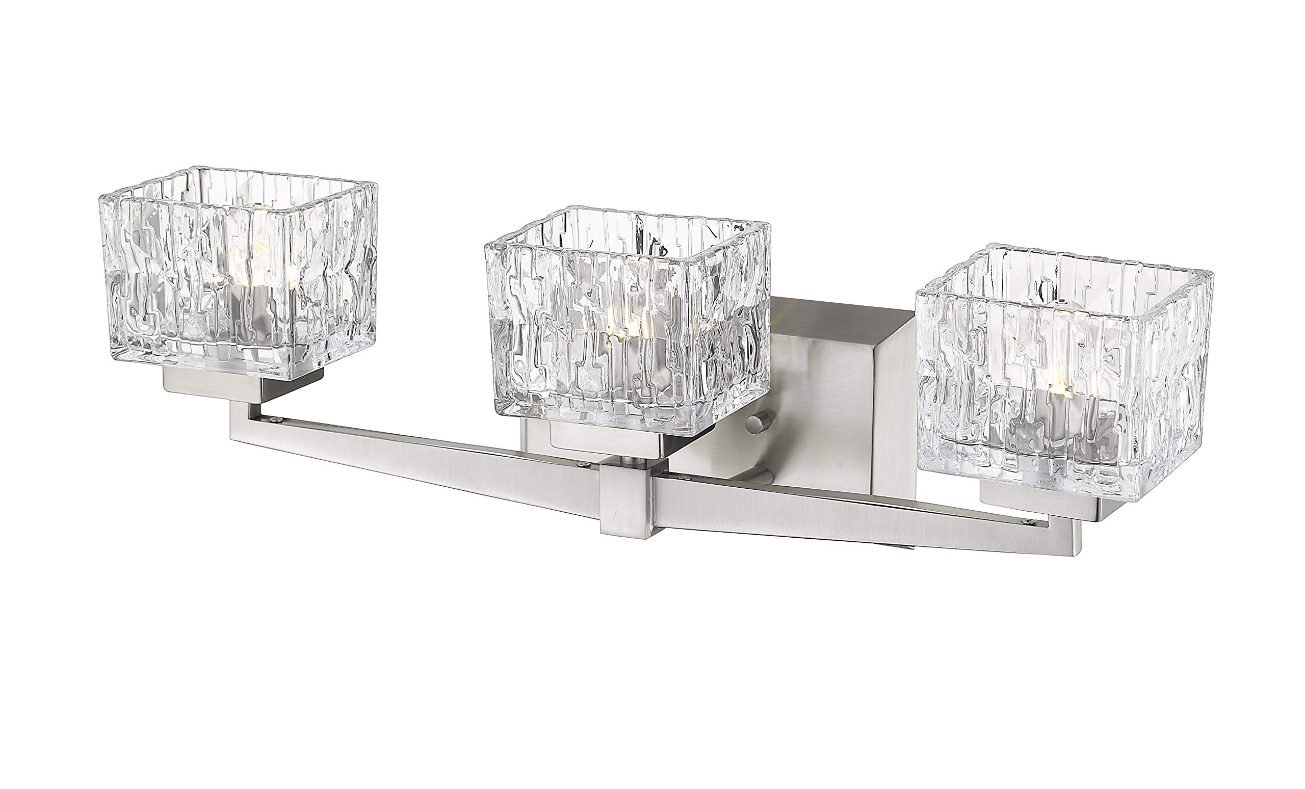 Rubicon 3-Light Bathroom Vanity Light Fixture in Brushed Nickel Finish - Perfect for Modern Bathroom, Powder Room & Dressing Area Lighting