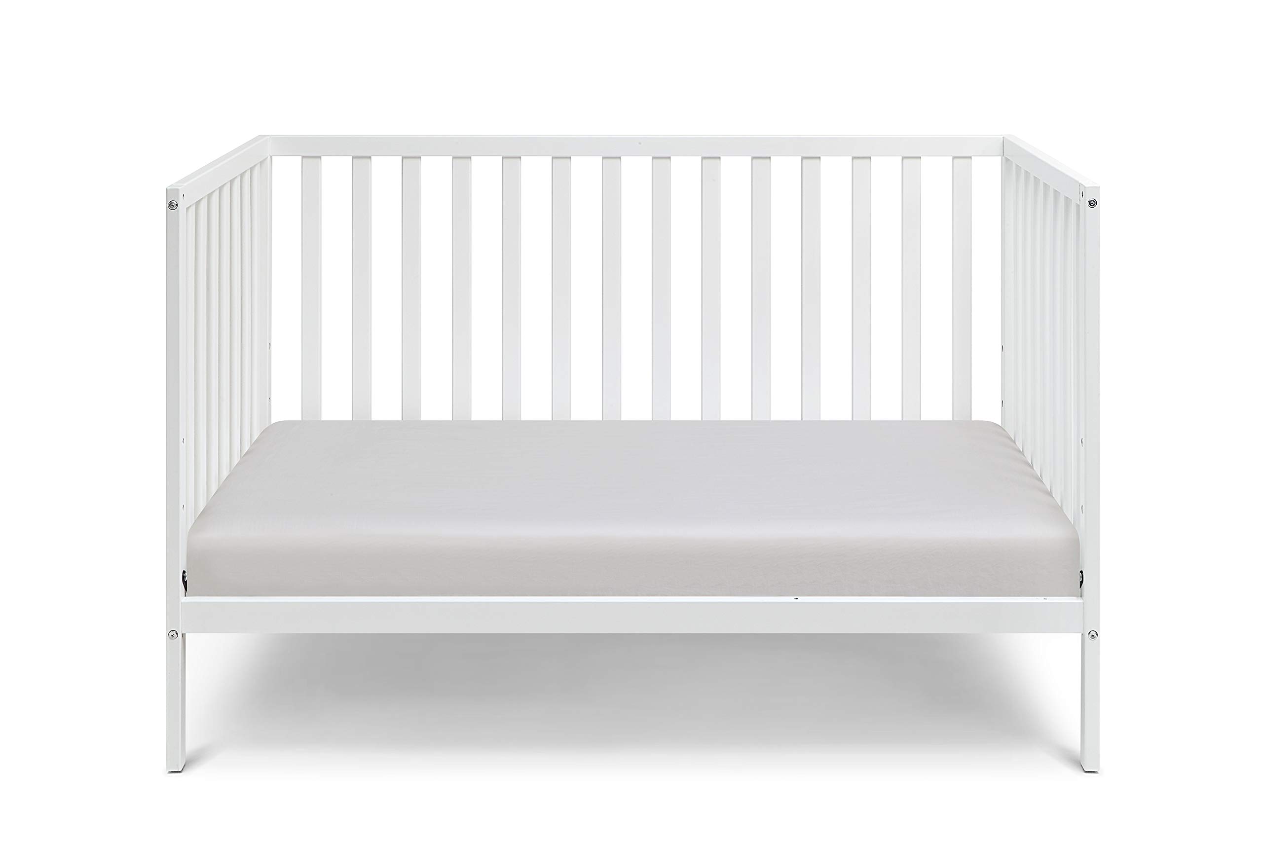 3-in-1 Convertible Baby Crib with Mattress - White Nursery Furniture for Newborns, Toddlers & Kids | Perfect for Bedrooms, Daycares & Guest Rooms