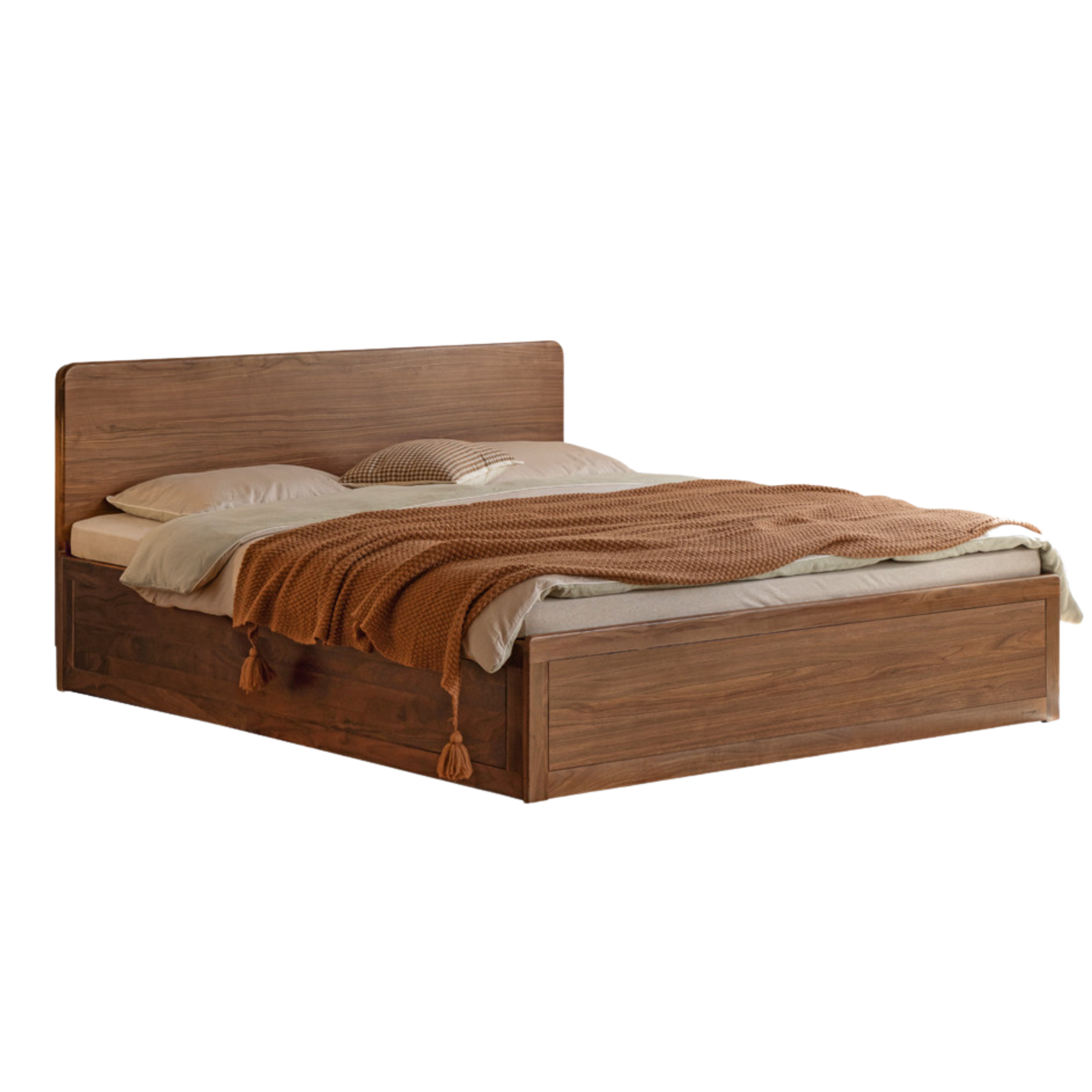 Rich Dark Walnut color Black walnut High-rise with bottom plate box bed