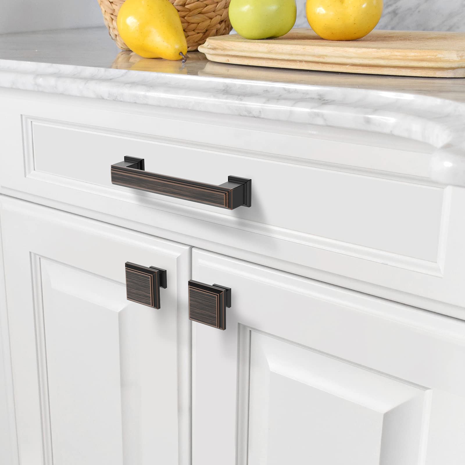 Amerdeco 10 Pack Oil Rubbed Bronze Cabinet Pulls 3-3/4 Inch for Kitchen & Bathroom