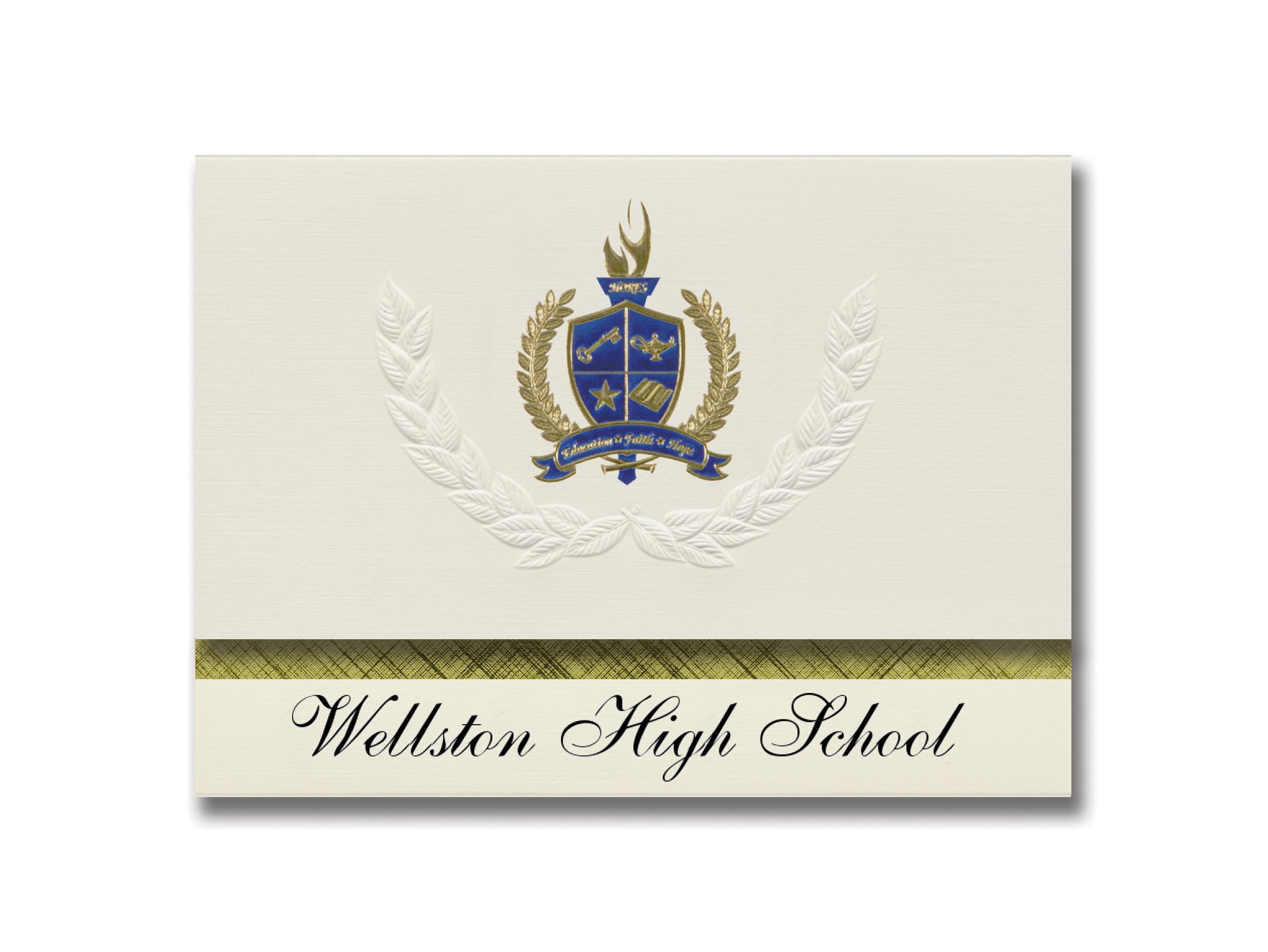 Wellston High School Graduation Announcements - Premium Presidential Style with Gold & Blue Metallic Foil Seal (Pack of 25) - Perfect for Graduation Ceremonies, Open Houses & Celebrating Academic Achievements