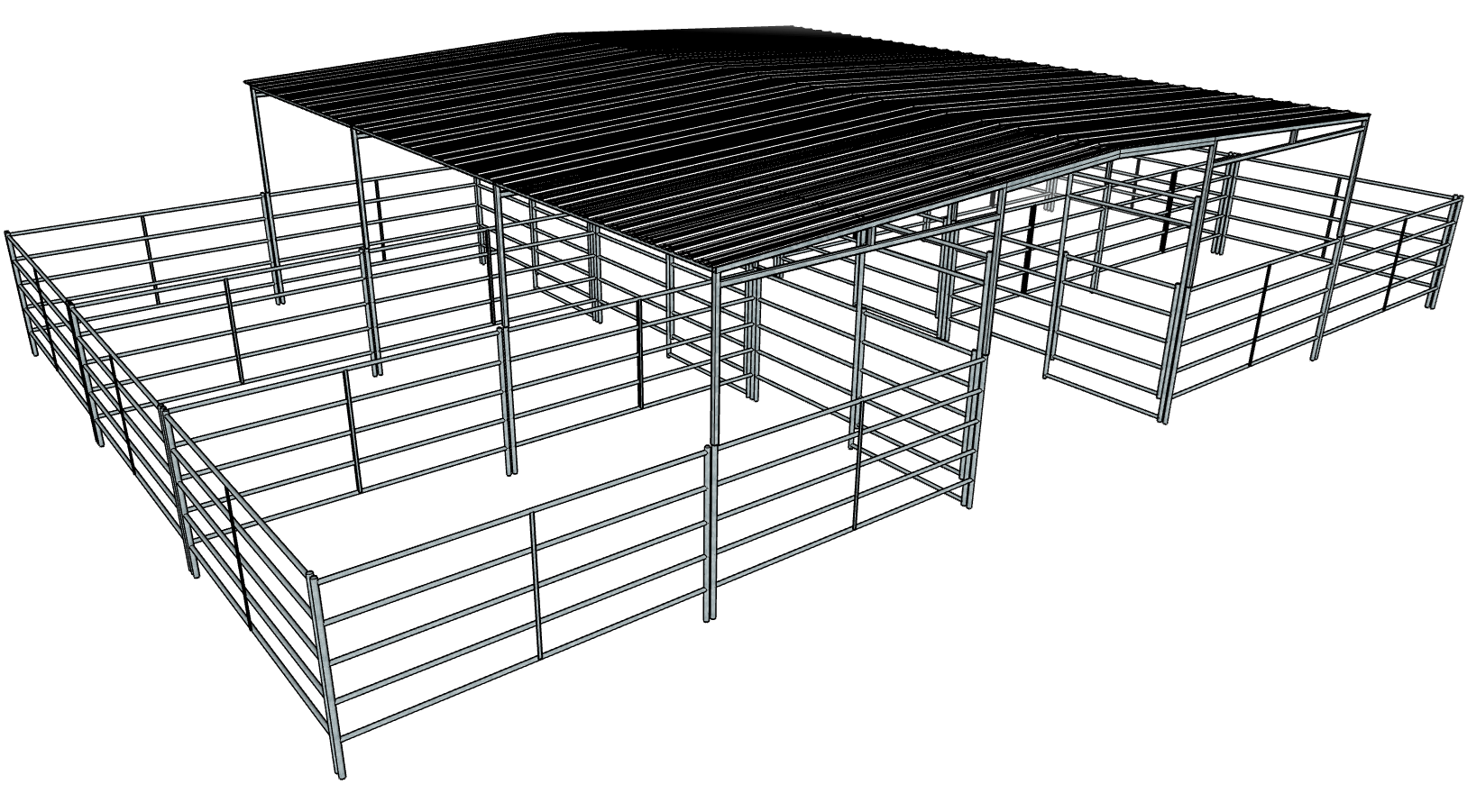 50 Ft X 30 Ft 5 Rail 6 Stall Horse Barn Kit with 30 Ft by 30 Ft Gable Roof - Durable Stable for Horses, Livestock Shelter & Farm Storage - Perfect for Equestrian Facilities, Ranches & Agricultural Use