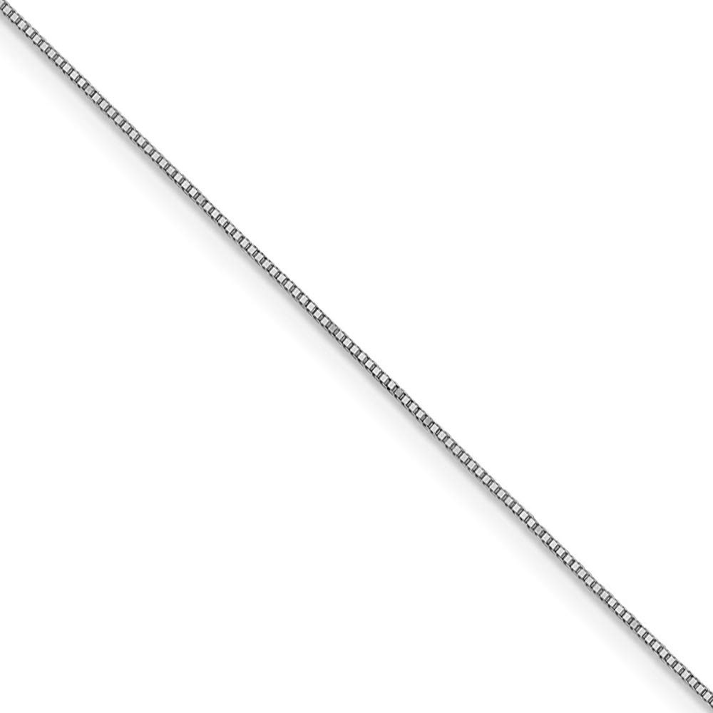 14K White Gold 0.8mm Solid Box Chain Necklace by Black Bow Jewelry - Perfect for Everyday Wear & Special Occasions