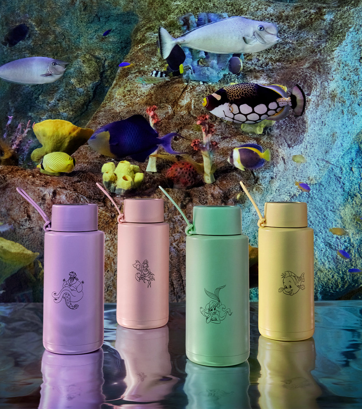 The Little Mermaid Ceramic Reusable Water Bottle - 34oz (1000ml) Insulated Travel Mug for Kids & Adults - Perfect for School, Gym, Hiking & Outdoor Activities