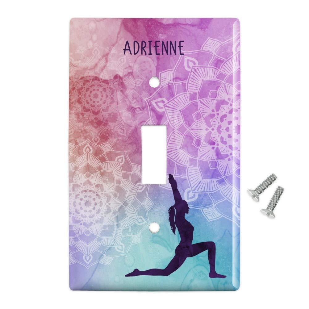 Personalized Custom 1-Line Yoga High Lunge Plastic Wall Decor Light Switch Plate Cover - Perfect for Yoga Studios, Home Gyms & Meditation Spaces