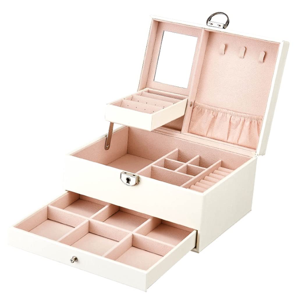 Premium Leather Jewelry Box with Large Storage Space - Organize Rings, Necklaces, Bracelets & Watches | Perfect for Travel, Gift Giving & Home Decor