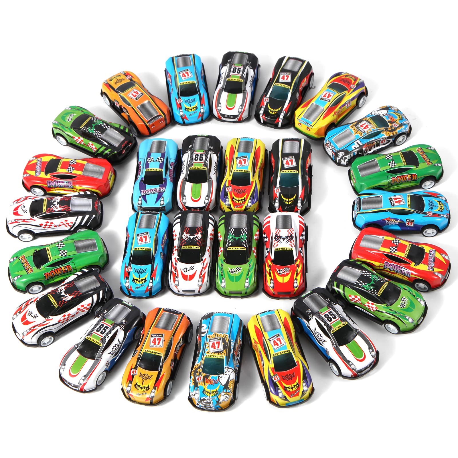 28 Pack Pull Back Cars for Kids - Mini Race Car Toys Bulk Set, Party Favors, Goodie Bag Stuffers & Pinata Fillers for Boys & Girls - Perfect for Birthday Parties, Classroom Rewards & Toddler Playtime