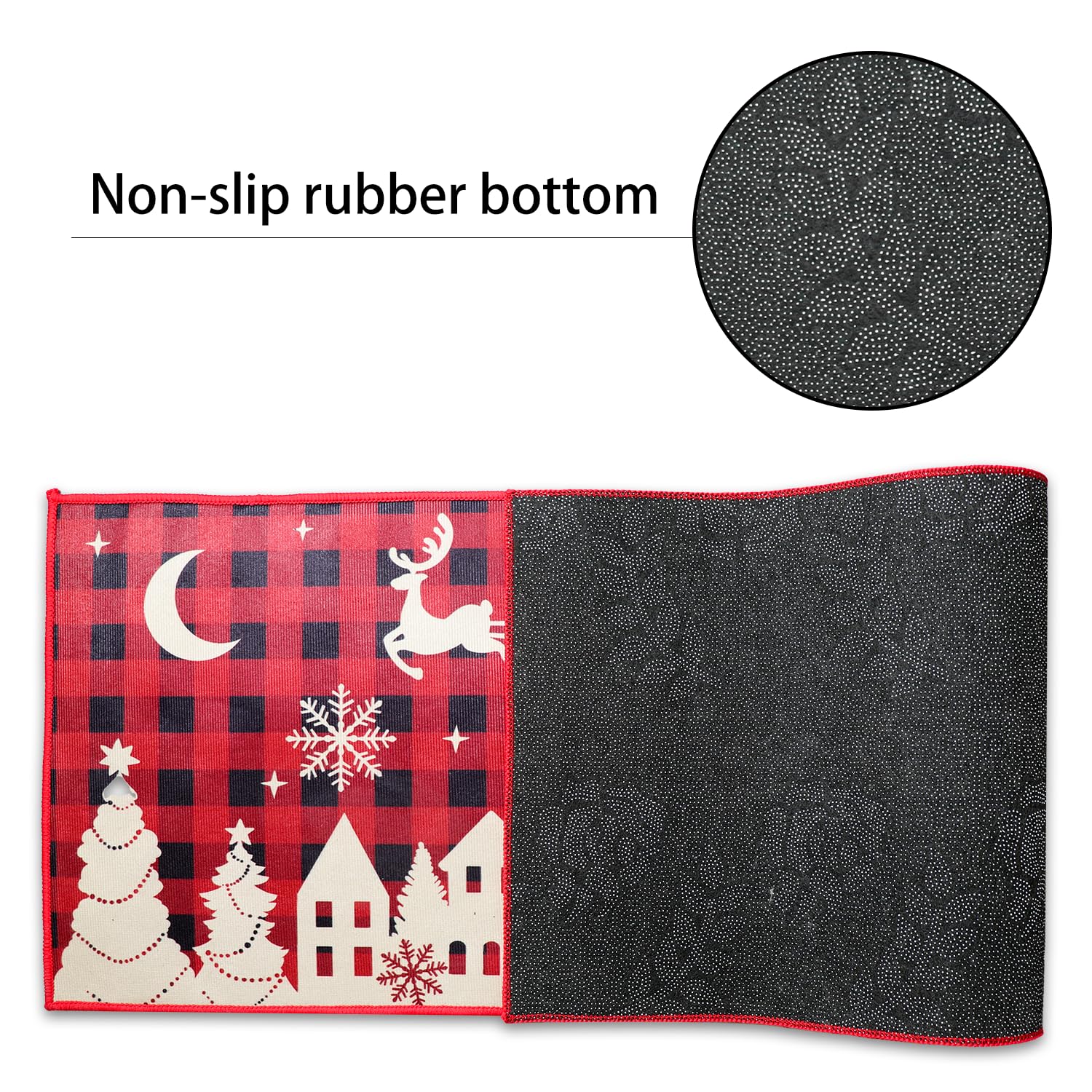 2 Pack Buffalo Plaid Christmas Kitchen Mats - Non-Slip Washable Microfiber Floor Rugs for Kitchen, Bathroom, Living Room & Doorway Decor (Red & Black Holiday Design) | Perfect for Festive Home Decor, Winter Gatherings & Gift Giving