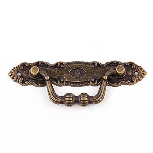 Vintage Bronze Drawer Pulls - Antique Cabinet Handles for Wardrobe, Closet, Dresser & Wooden Furniture (Set of 1) - Perfect for Home Decor & DIY Furniture Restoration Projects