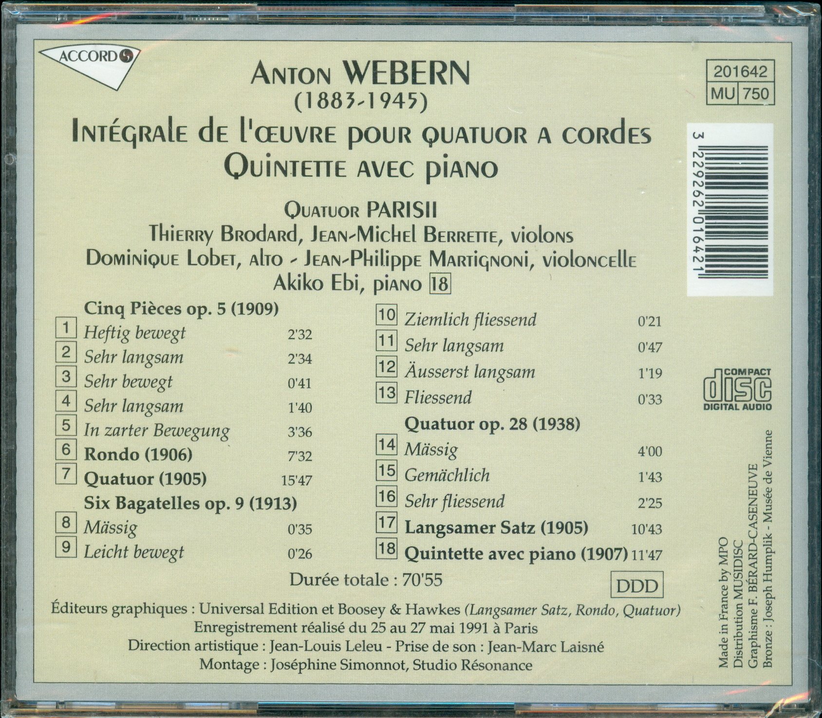 Webern: String Quartets & Piano Quintet – Perfect for Classical Music Lovers & Chamber Music Performances