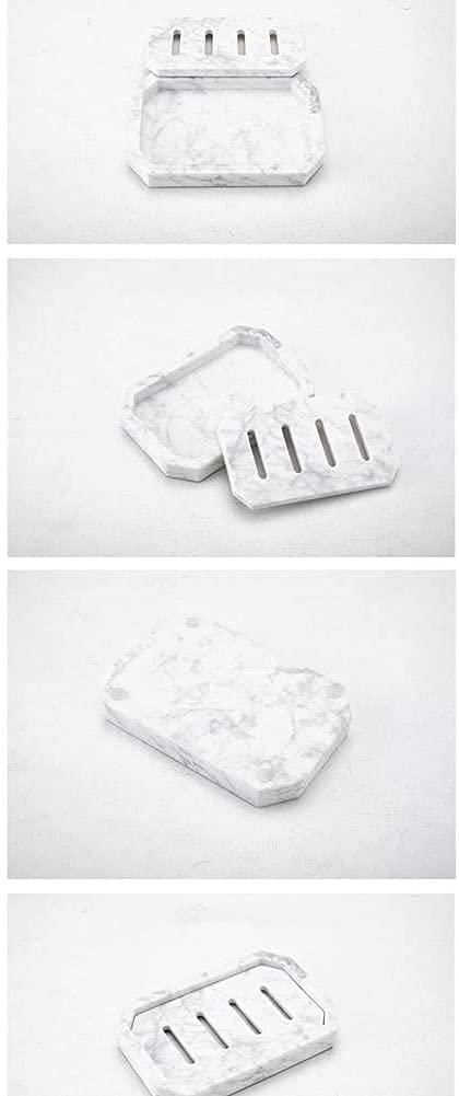 Marble Soap Dish Tray with Double Layer Drainage - Detachable Soap Holder for Bathroom, Shower & Kitchen Sink | Elegant Soap Container & Sponge Drainer for Modern Home Decor (Perfect for Bathroom Countertops, Shower Shelves & Kitchen Organization)