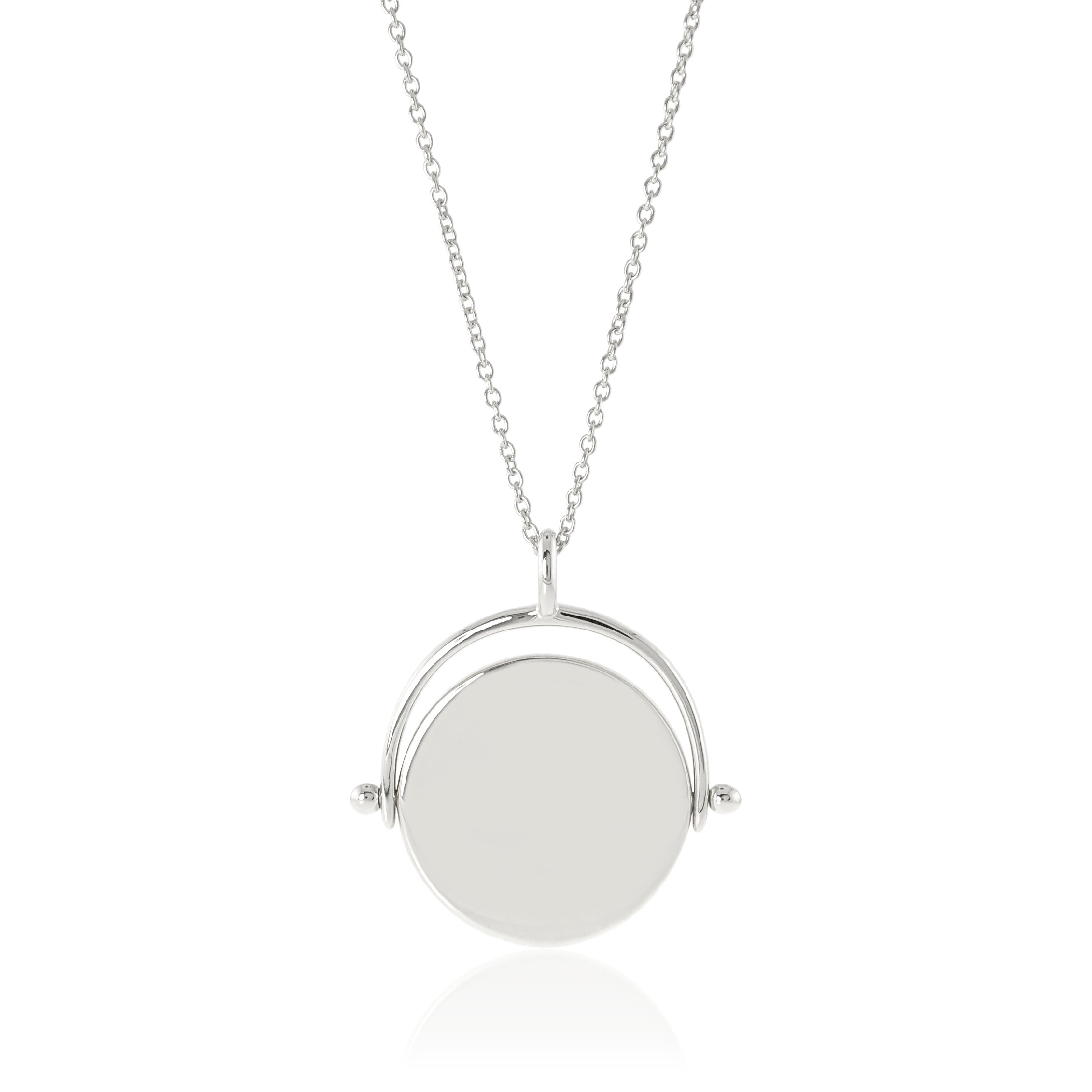Elegant Silver Swivel Round Pendant Necklace for Women | 925 Sterling Silver Jewelry | Perfect for Everyday Wear, Date Nights & Gifts