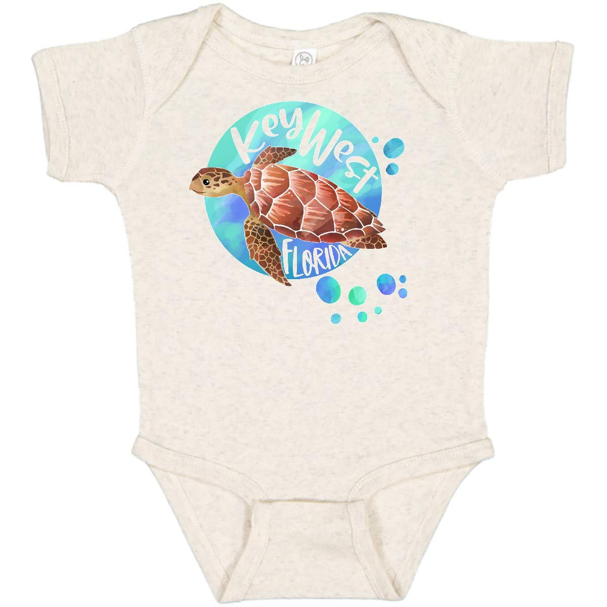 Inktastic Key West Florida Swimming Sea Turtle with Bubbles Baby Bodysuit - Cute Infant Onesie for Beach Vacation & Summer Outfits