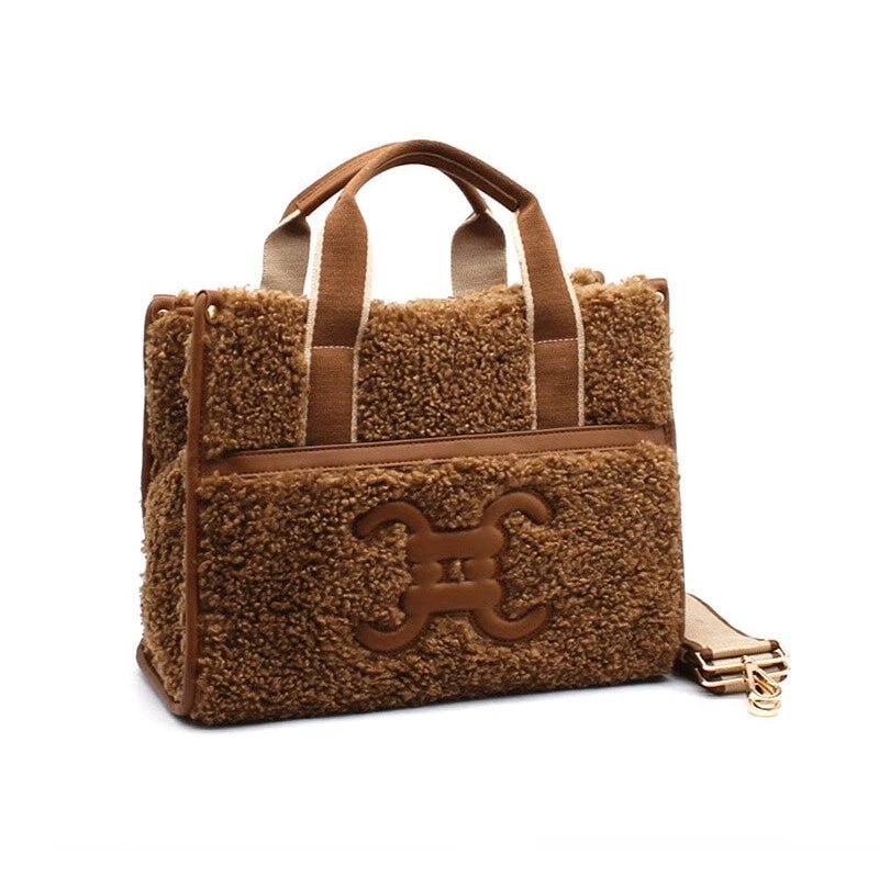 Luxury Soft and Comfortable Faux Fur Tote Bag - Celine Inspired Designer Handbag Dupe for Women, Perfect for Work, Travel, and Everyday Use