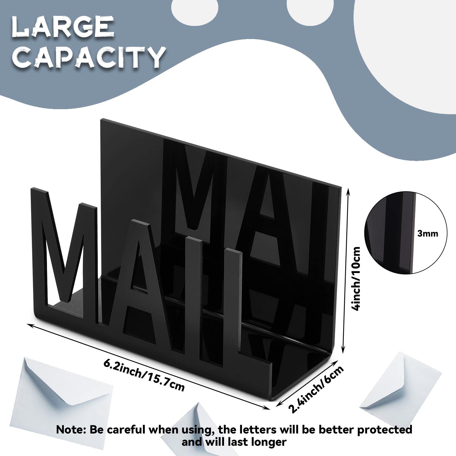 2-Pack Black Desk Mail Organizer - Vertical Letter & Bill Holder with Hollow Design - Perfect for Office, Home, or Workspace Organization