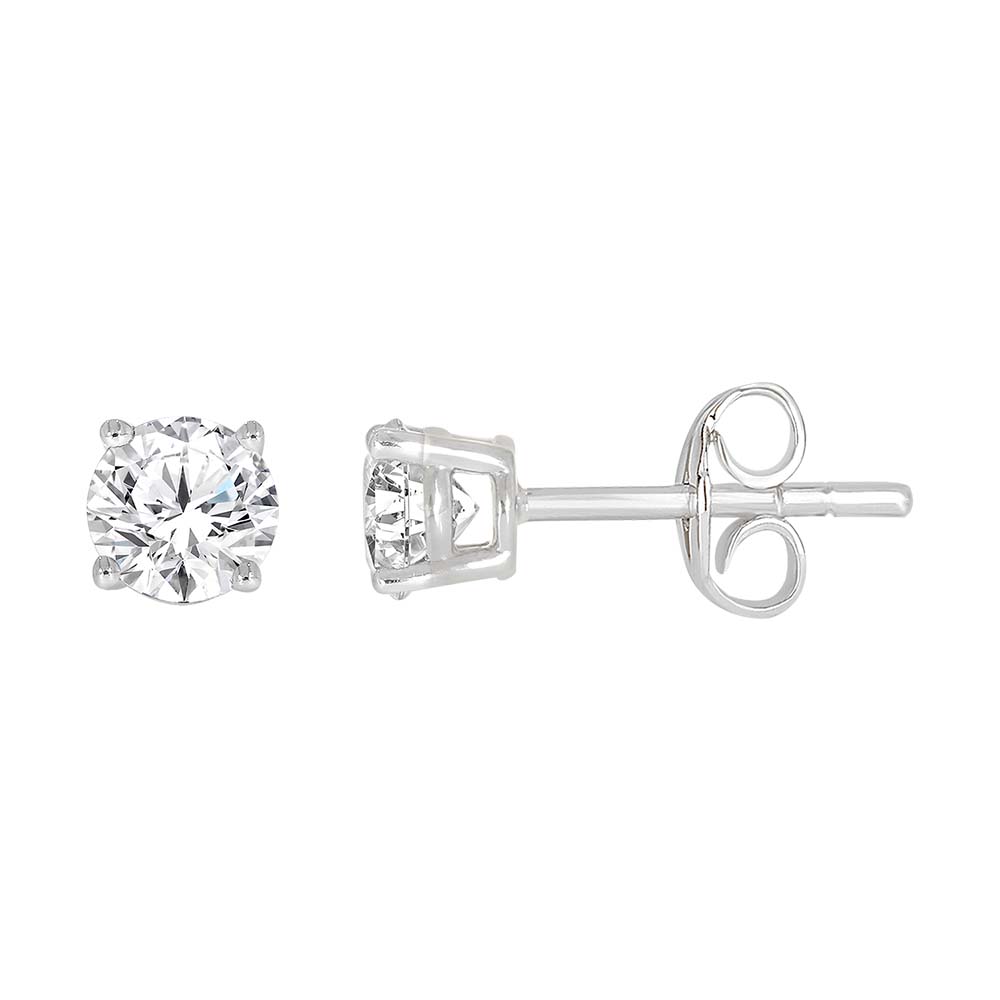 9ct White Gold 1/2 Carat Diamond Stud Earrings for Women - Elegant Round Cut Diamond Earrings for Everyday Wear & Special Occasions