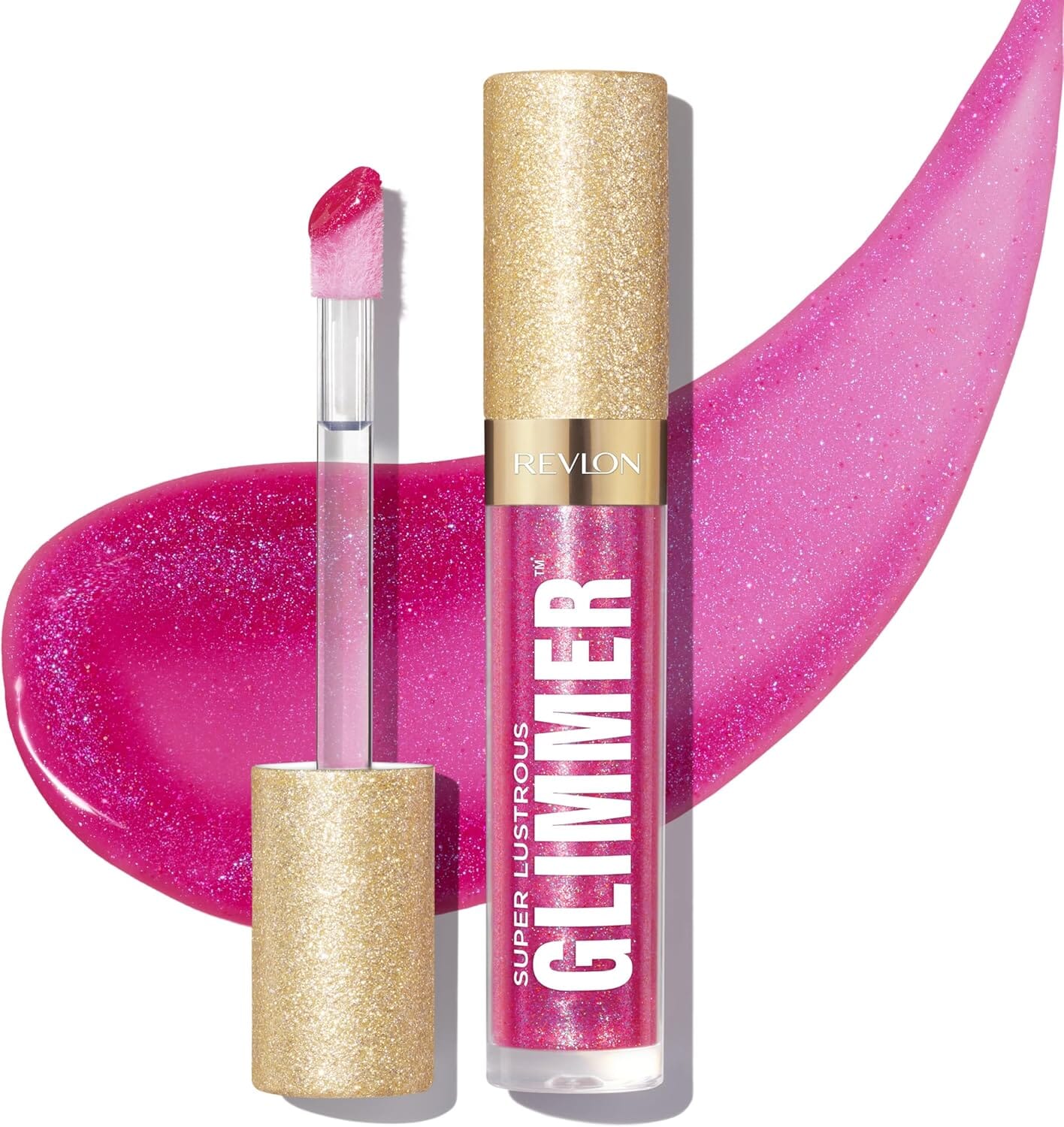 Revlon Super Lustrous Glimmer Gloss - Razz Beamy Shade, 3.8ml | High-Shine Lip Gloss for Everyday Wear & Special Occasions