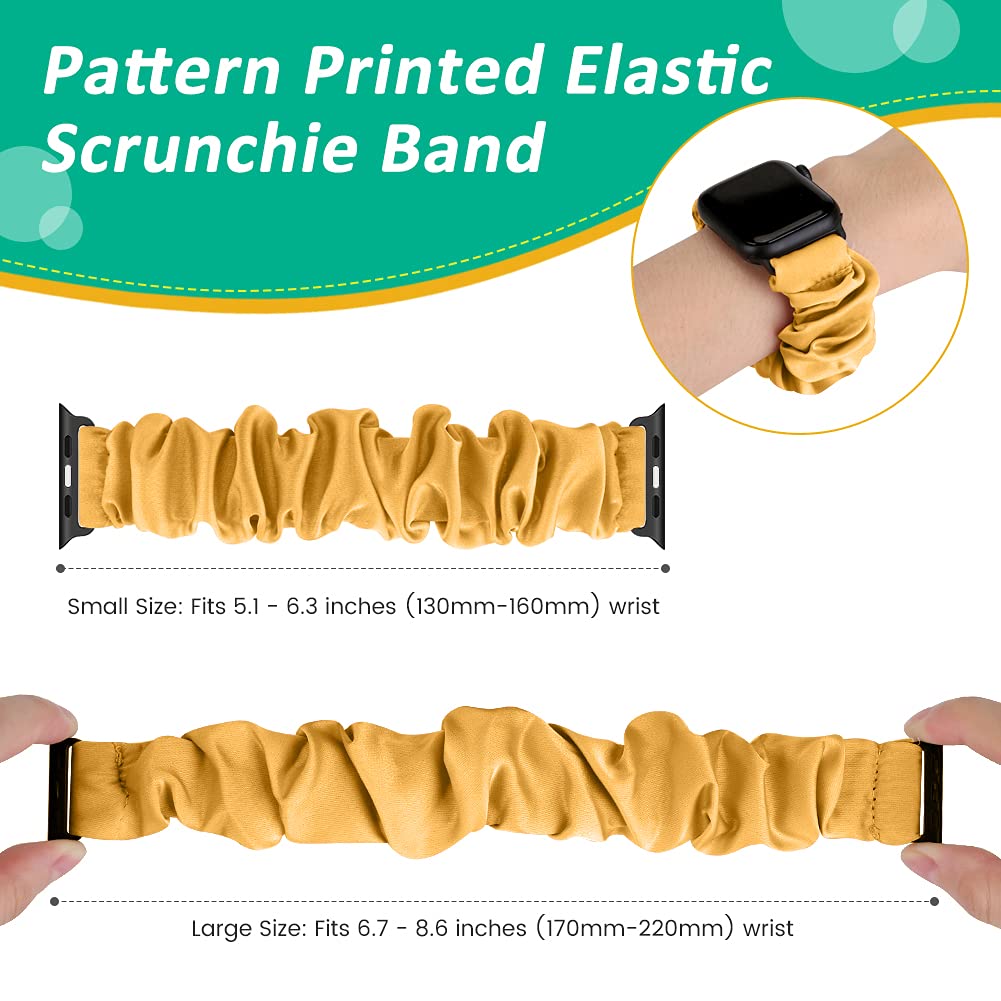Tiptops 3 Pack Apple Watch Bands Scrunchies 38mm-49mm - Soft Fabric Wristbands for Women, Compatible with iWatch Ultra 2, Series 10/9/8/7/6/5/4/3/2/1/SE - Stylish Printed Elastic Straps for Workout, Office & Casual Wear