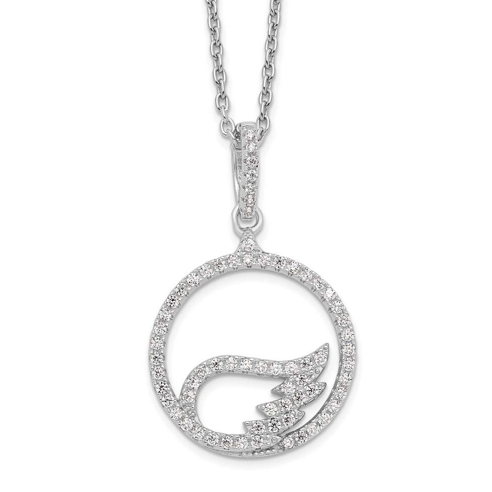 925 Sterling Silver Cubic Zirconia Wing Pendant Necklace for Women - Elegant Fine Jewelry Gift for Her, 18