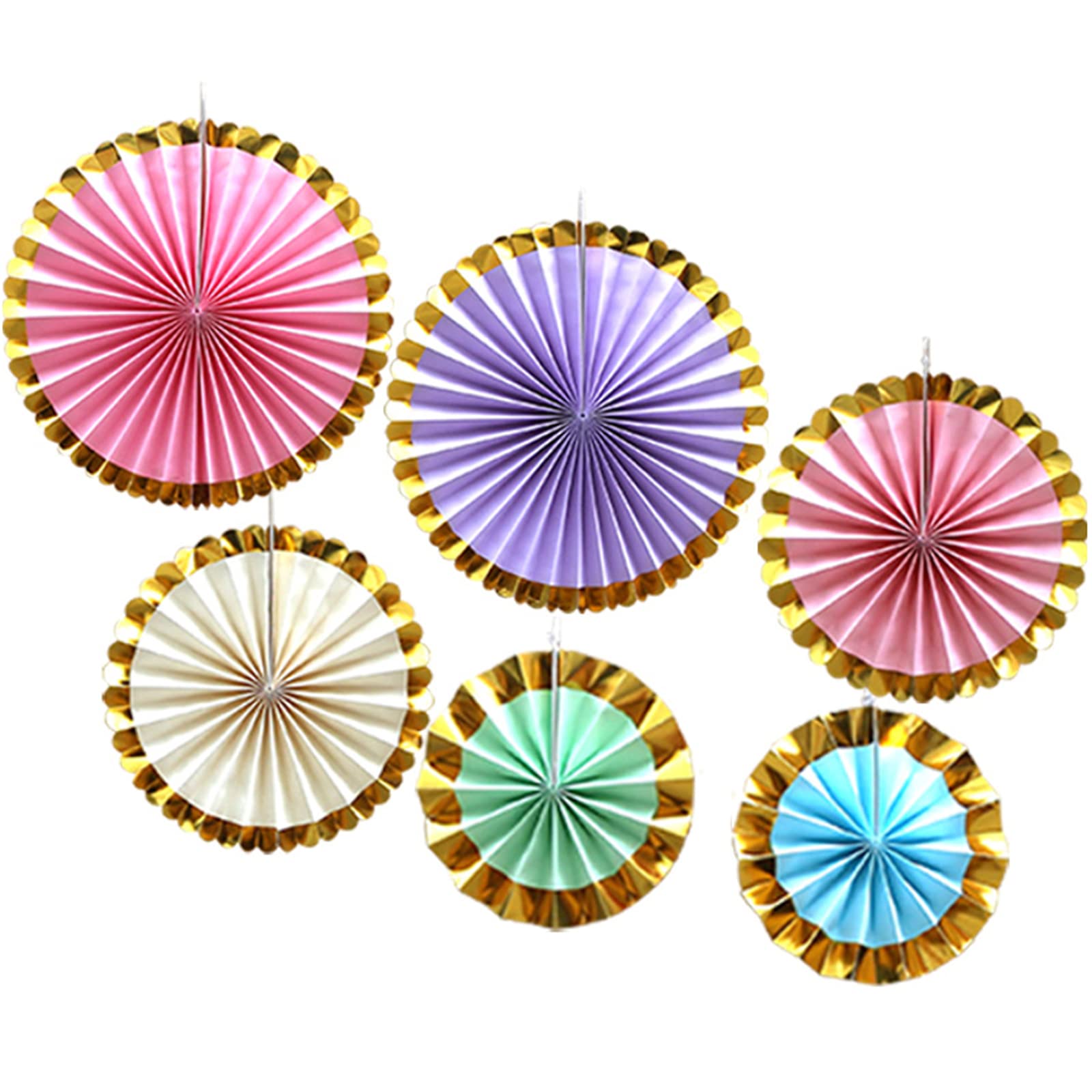 Jarcgoer 6-Pack Paper Fan Flowers Set - DIY Hanging Pinwheels & Fan Crafts for Wedding, Birthday, Christmas Party Decorations - Colorful Phnom Penh Style - Perfect for Home, Garden, and Event Decor