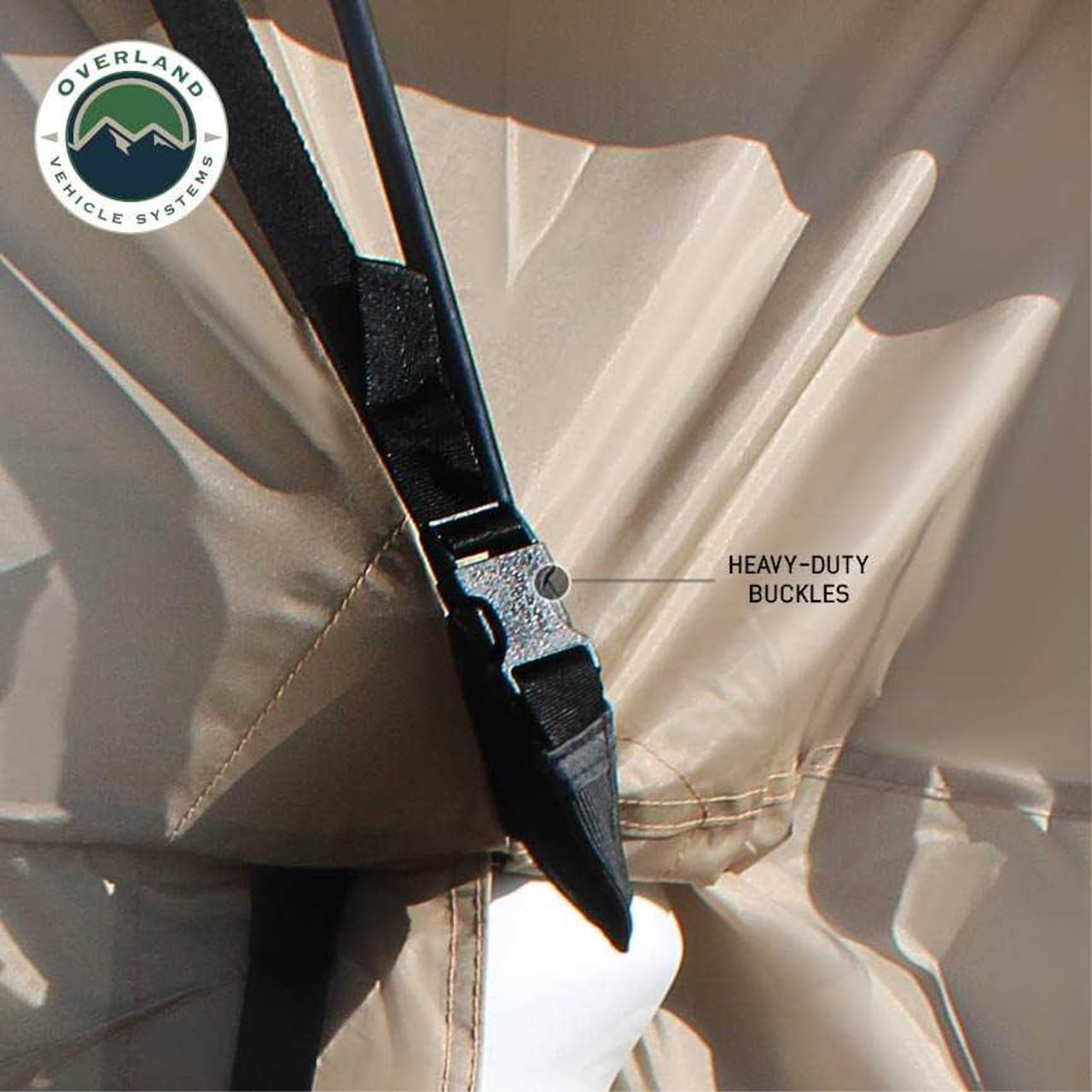 Overland Vehicle Systems LD TACT Truck Bed Tent - Waterproof Camping Tent for Pickup Trucks with Tan Body & Green Rainfly - Perfect for Outdoor Adventures, Camping Trips, and Off-Road Excursions