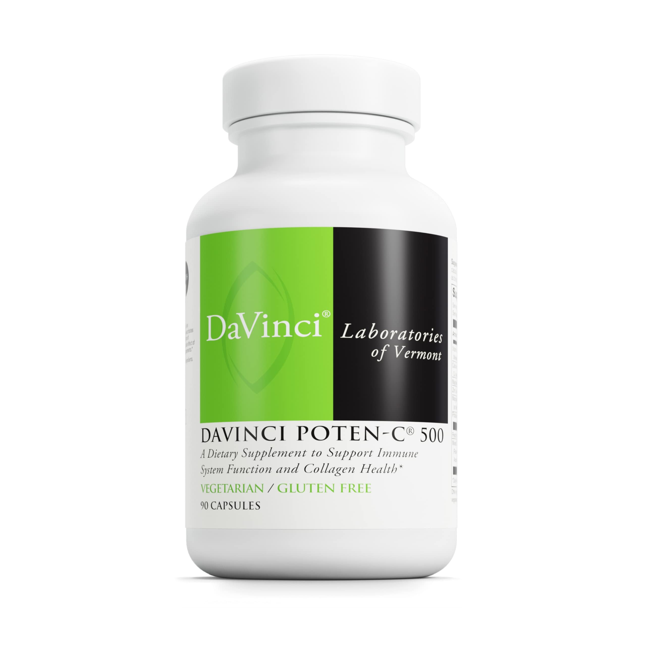 DaVinci Labs Poten-C 500 - Immune Support & Collagen Booster Supplement with Vitamin C, Calcium, Magnesium, Potassium - Vegetarian, Gluten-Free - 90 Tablets - Ideal for Daily Wellness & Skin Health