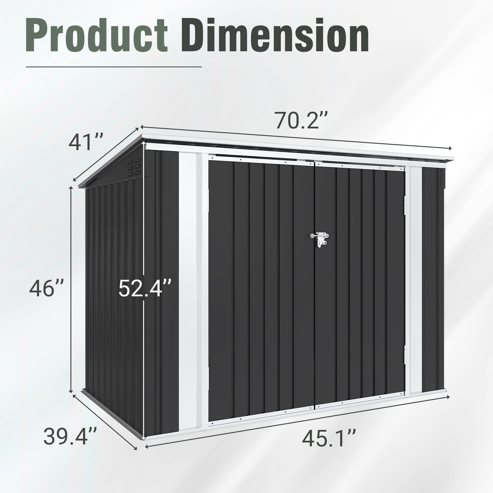 Greesum 5.8x3.3 FT Outdoor Metal Storage Shed with Lid & Hydraulic Gas Rod - Perfect for Lawn Tools, Bikes, Toys & Trash Bins | Weatherproof & Durable Black Garden Shed for Backyard, Patio & Garage Organization
