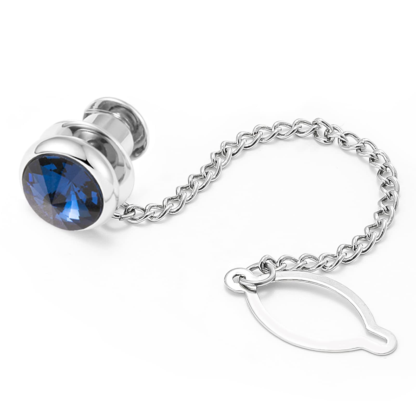 Silver Tie Pins for Men with Chain - Elegant Wedding & Business Gift