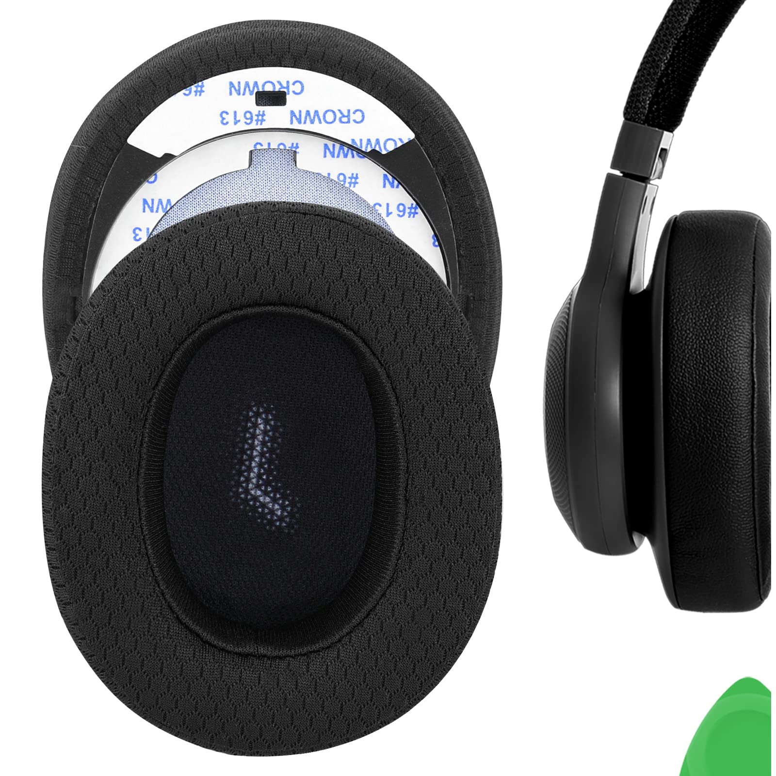 Geekria UltraSoft Replacement Ear Pads for JBL E55BT Headphones - Premium Thick Mesh Fabric Ear Cushions, Noise Isolating Earpads, Comfortable Headset Ear Cups Cover (Black) - Perfect for Gaming, Music & Office Use