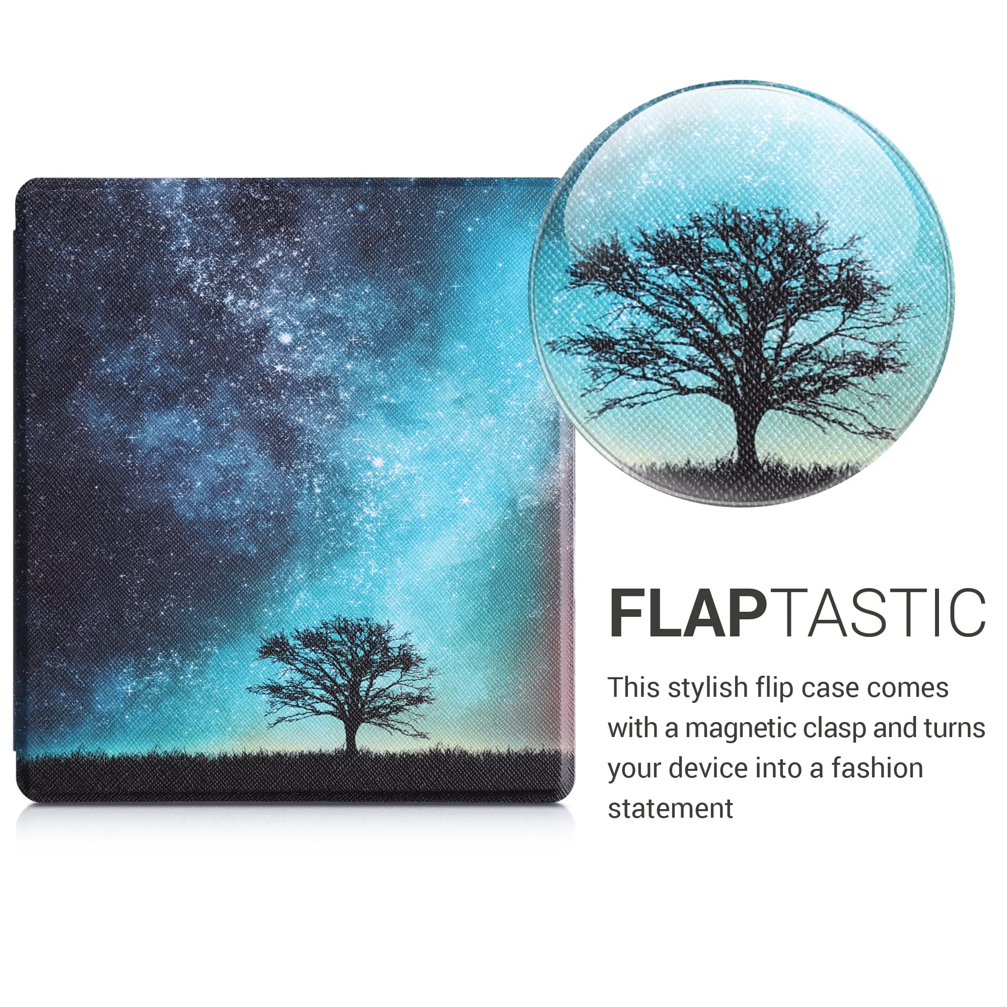 Premium Kindle Oasis 10th Gen Case - Slim Protective Cover for Amazon Kindle Oasis 10th Generation (2019 Release) - Cosmic Nature Blue/Grey/Black Design - Perfect for Reading, Travel & Daily Use