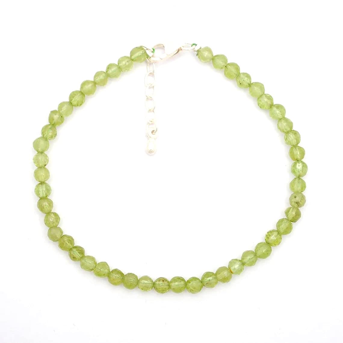 Shree Narayani Green Peridot Faceted Beaded Bracelet | 925 Sterling Silver Gemstone Jewelry | August Birthstone Gift for Women | Perfect for Mother's Day, Birthday & Special Occasions