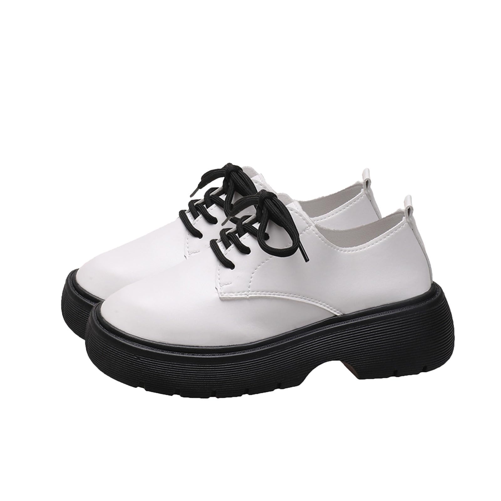 Women's Chunky Heel Lace-Up Loafers - Office & Casual Wear