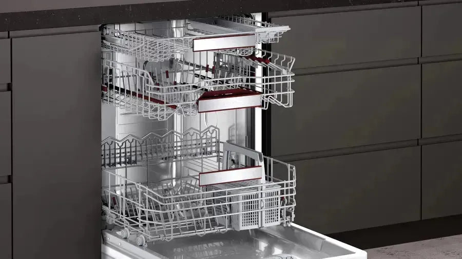 Neff 60cm Semi Integrated Dishwasher in Brushed Steel - Tall Tub Design for Modern Kitchens | Space Saving, Quiet Operation, Perfect for Small to Medium Homes