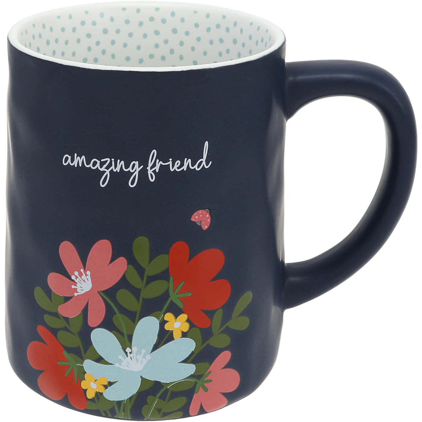 Best Friend Coffee Mug - 17 oz Navy Blue Floral Design Ceramic Cup - Perfect for Gifts, Office Use & Cozy Home Mornings