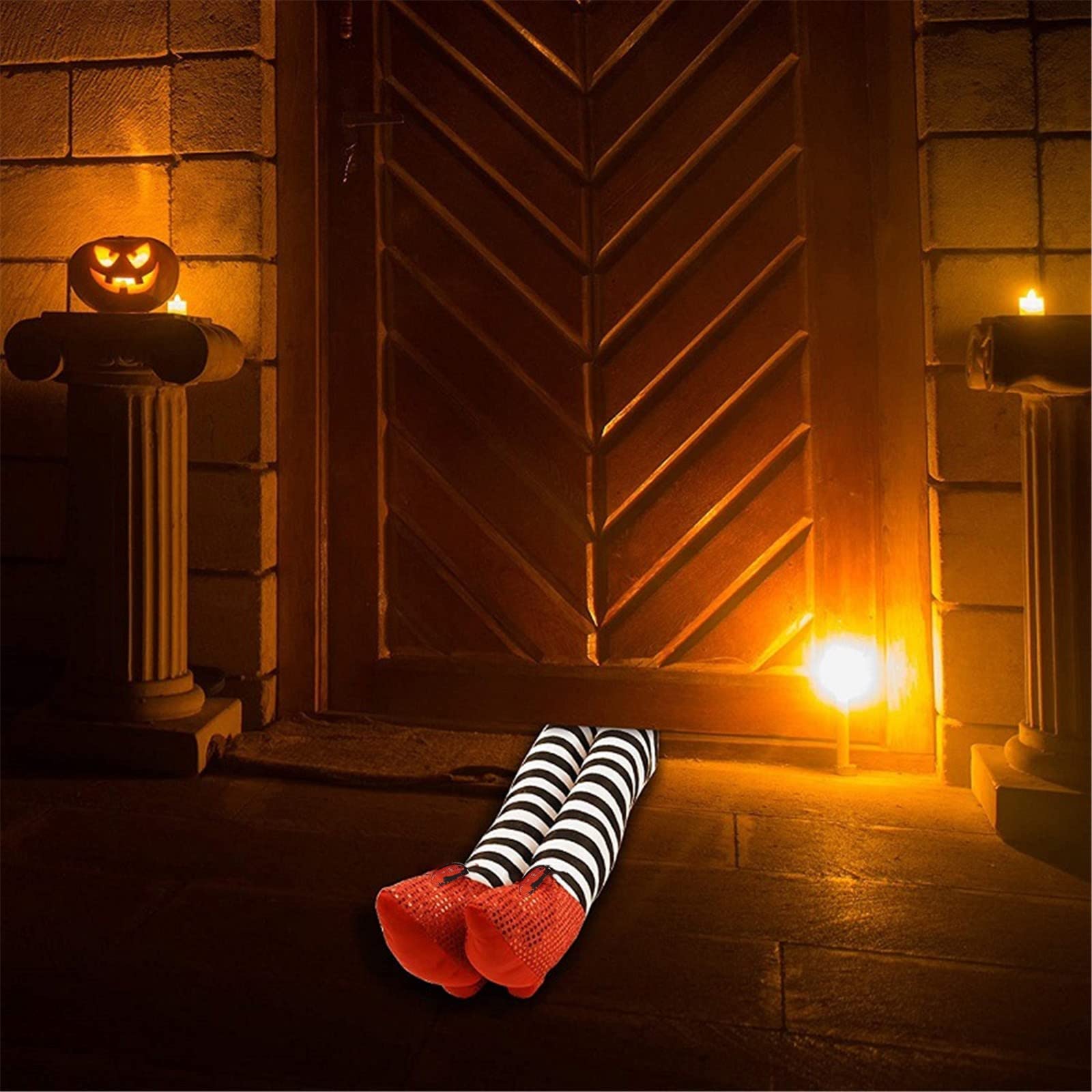 Halloween Wicked Witch Legs Prop - Scary Witch Decorations for Outdoor, Lawn & Yard - Stuffed Red Witch Legs for Halloween Party, Haunted House & Trick-or-Treat Decor
