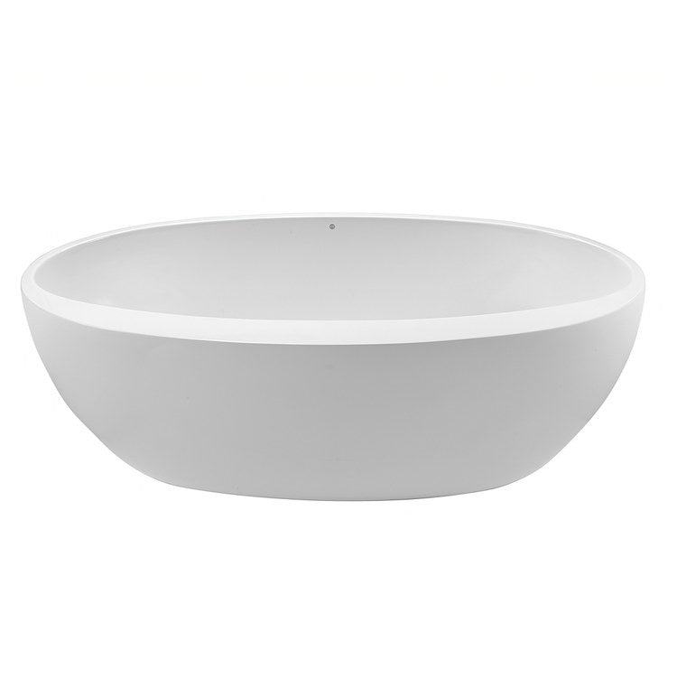 Freestanding Air Bath Tub 71.75 x 37.5 Inch Oval White Matte Sculpturestone - 77 Gallon Capacity - Perfect for Luxury Bathroom Spa Relaxation at Home