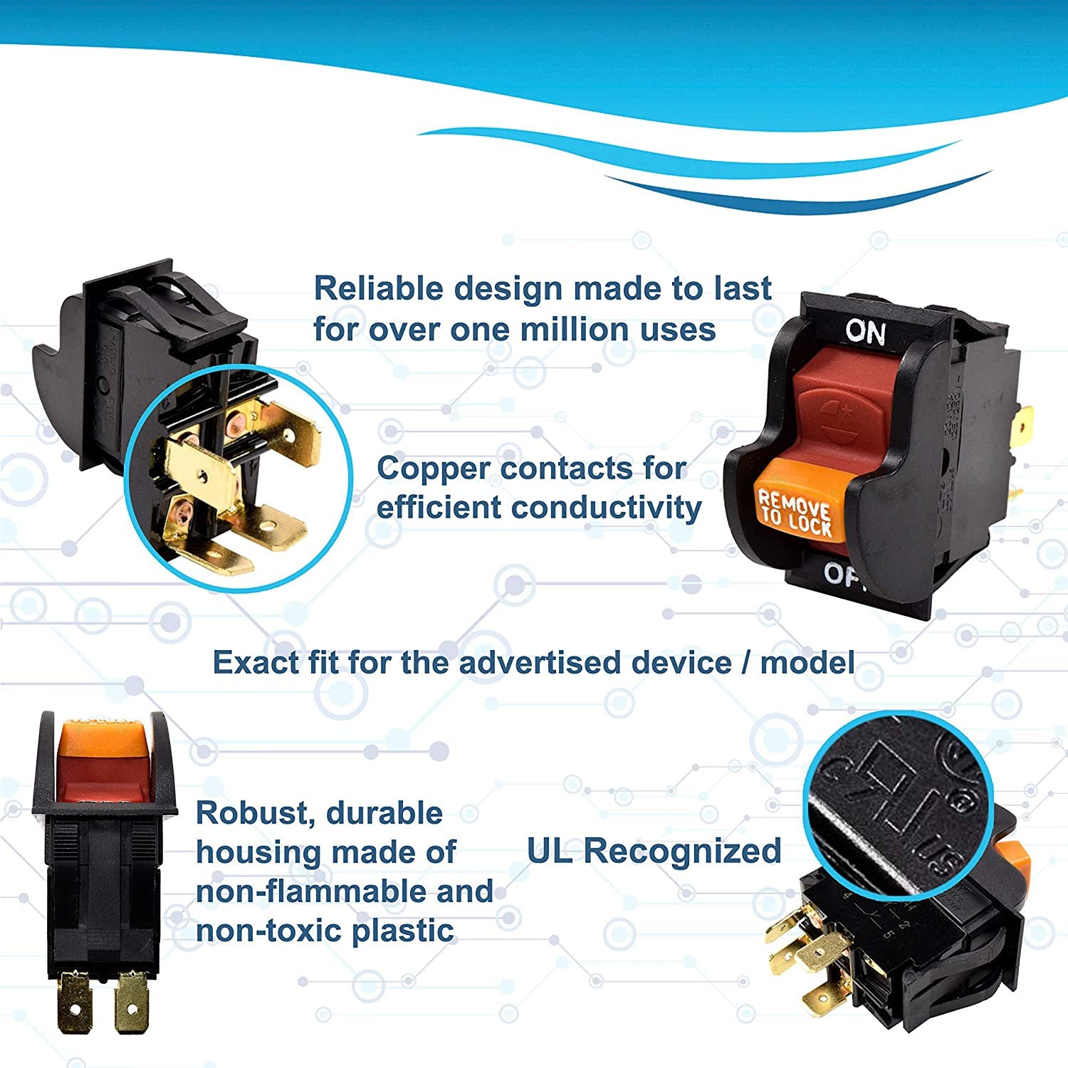 HQRP On-Off Toggle Switch Replacement Compatible with Dewalt, Rockwell, Hitachi, Craftsman & More Power Tools - Perfect for Planer, Band Saw, Drill Press, Table Saw, Grinder & Sander Repairs